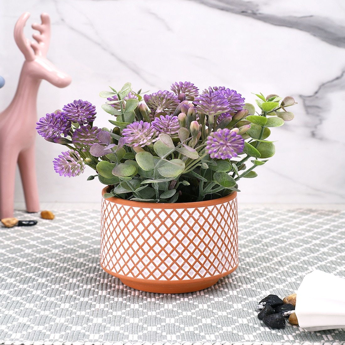 Purple Artificial Bonsai Plant With Ceramic Pot