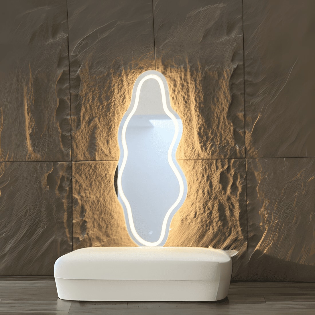 LED Sculpted Mirror Light - Modern Stylish and Illuminated  Mirror