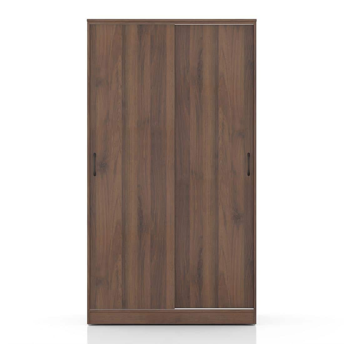 Jaden Engineered Wood 2 Door Sliding Wardrobe Without Mirror in Classic Walnut Finish
