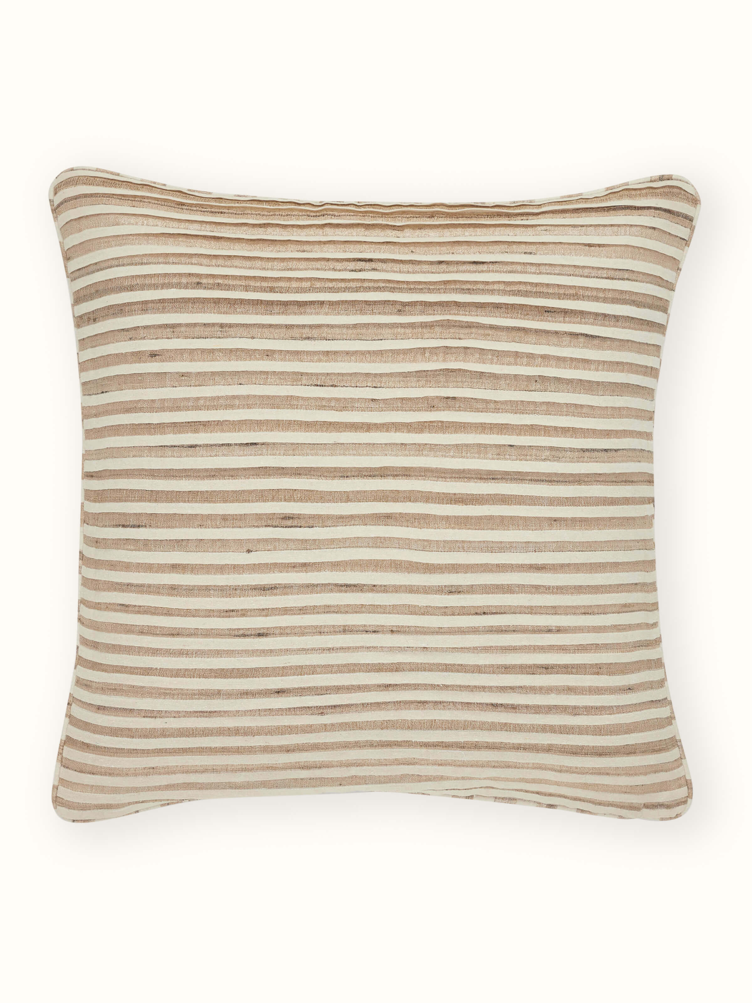 Ujjal Light Brown Varya Textured Bhagalpur Handloom Cushion Cover