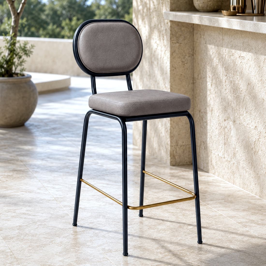 Camilla Upholstered Bar Chair - HomeDfy