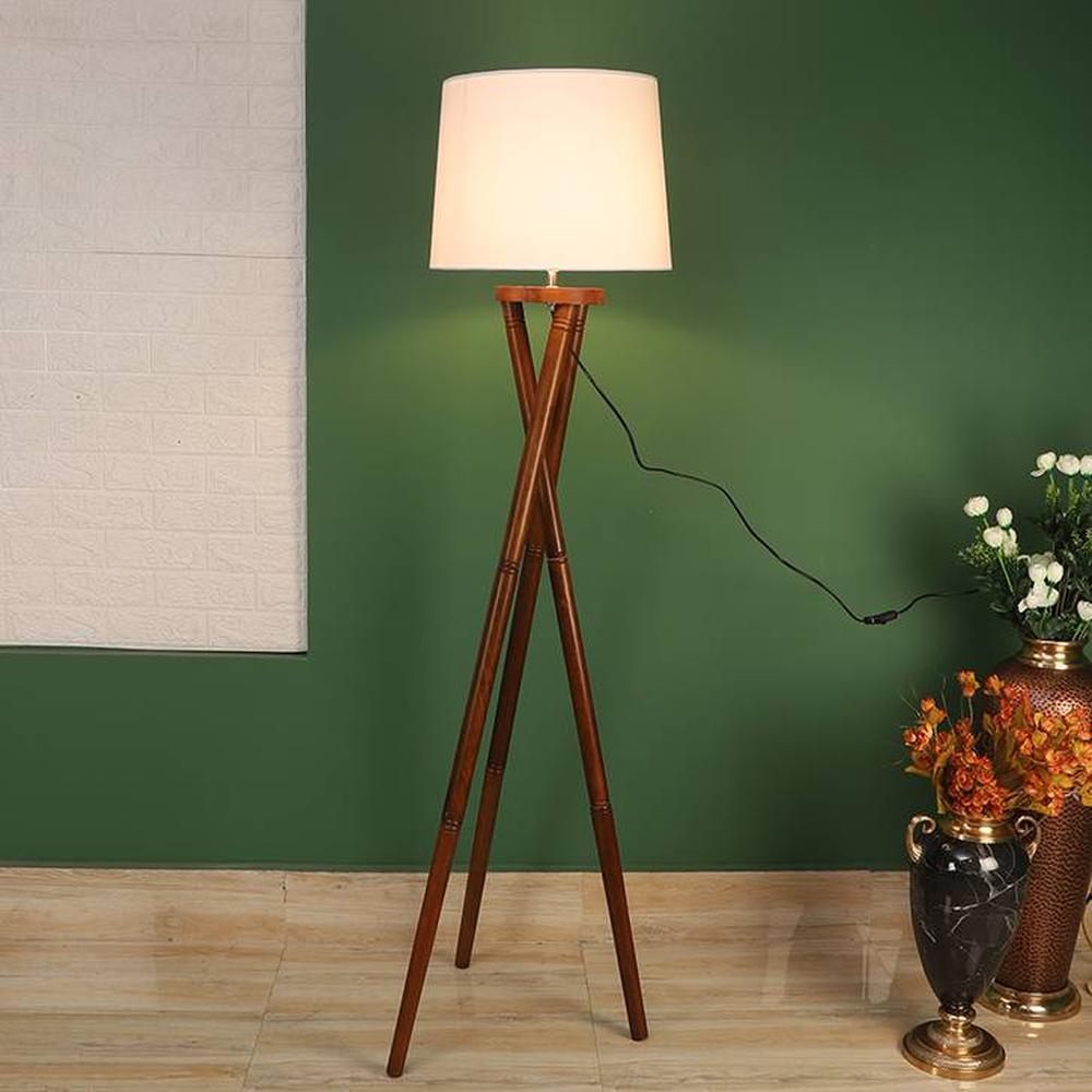 Ianthe White Cotton Shade Floor Lamp