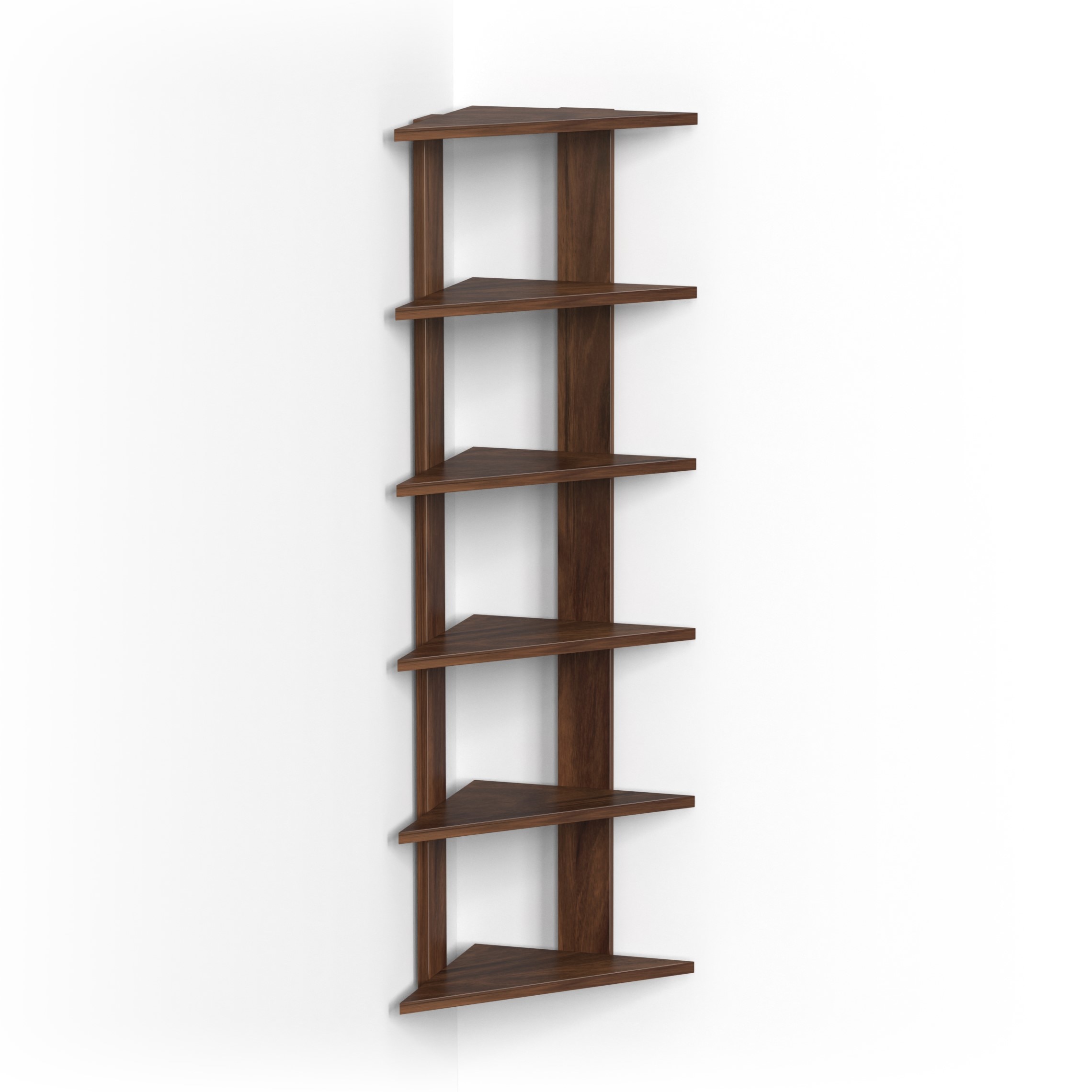 BLUEWUD Braine Engineered Wood Multipurpose Wall Decor Floating & Free Standing Shelf Display Rack Decorative Hall D�cor for Living Room Home Furniture (6 Triangle Shelves) (Brown Maple)