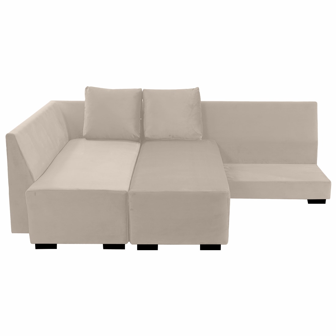 Melo 3 Seater Left Sectional Velvet Sofa Cum Bed in Cream colour