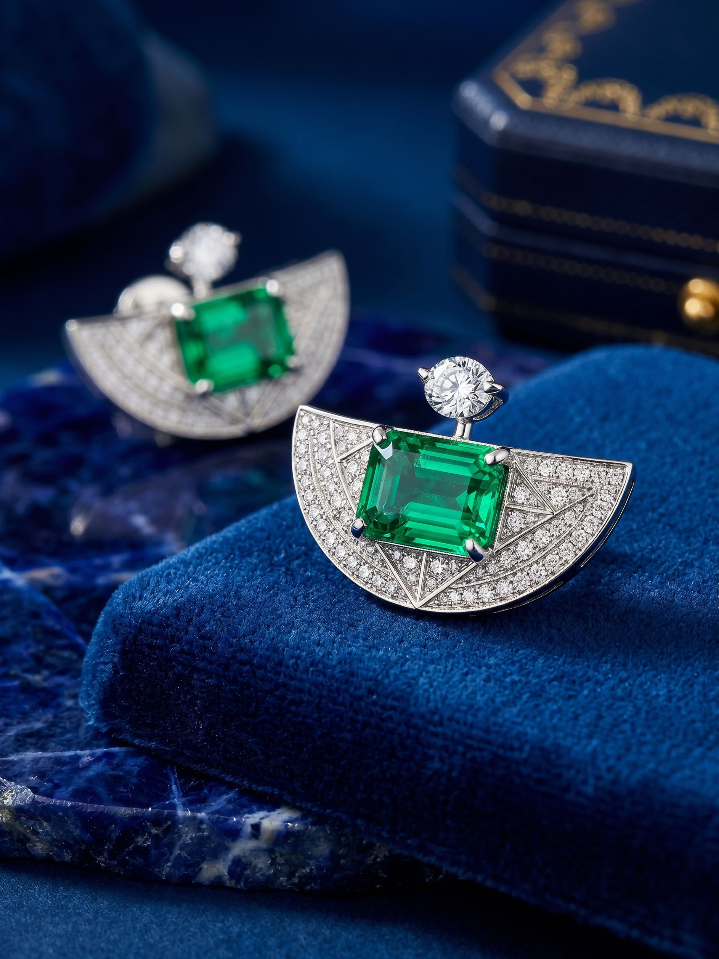 Open Setting 14 Karat White Gold Drop Earrings with Diamond and Solitaire