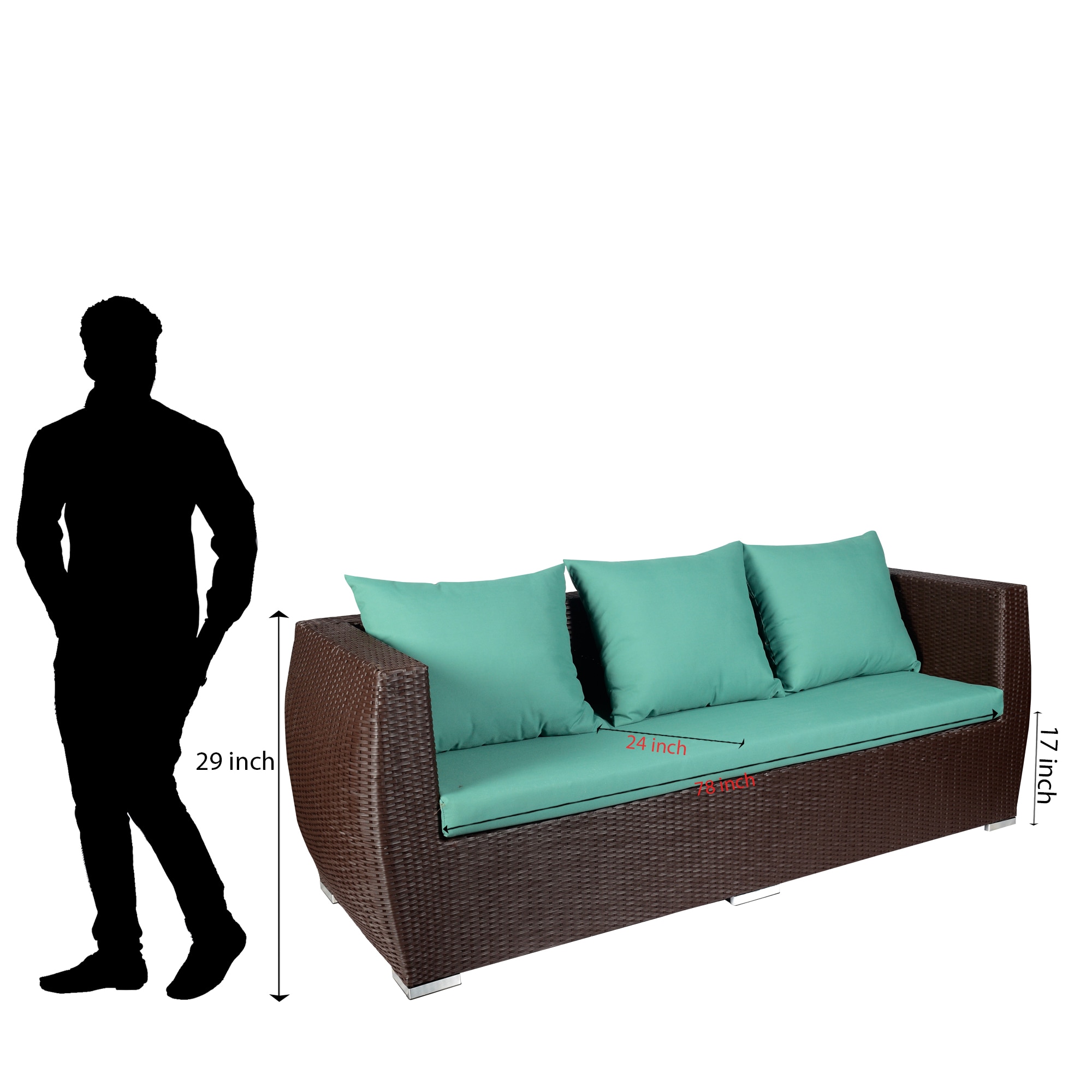 Nantes 3+1+1 Seater Wicker Sofa Set in Brown Colour