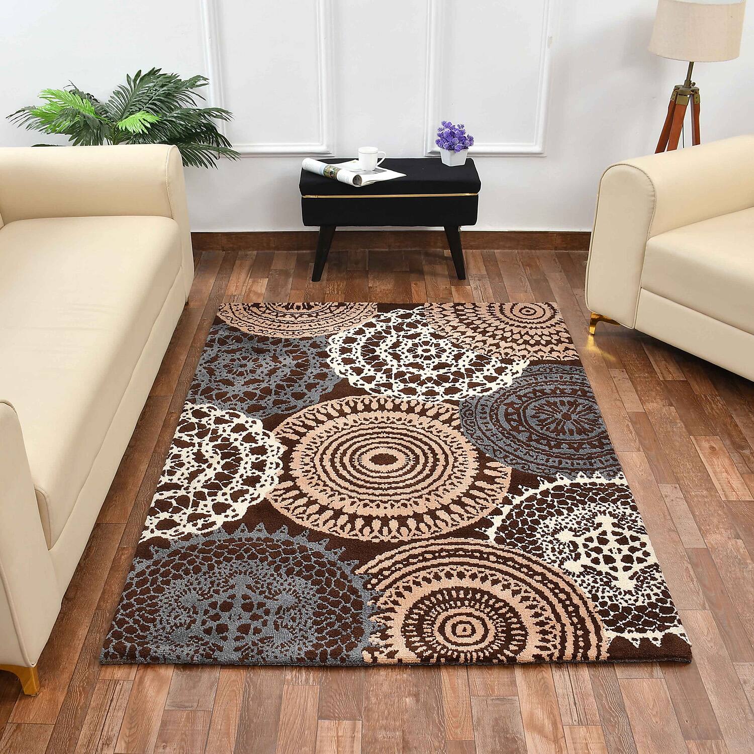 Multicolor Geometric Machine Made Polyester 4 X 6 Feet Carpet - Presto