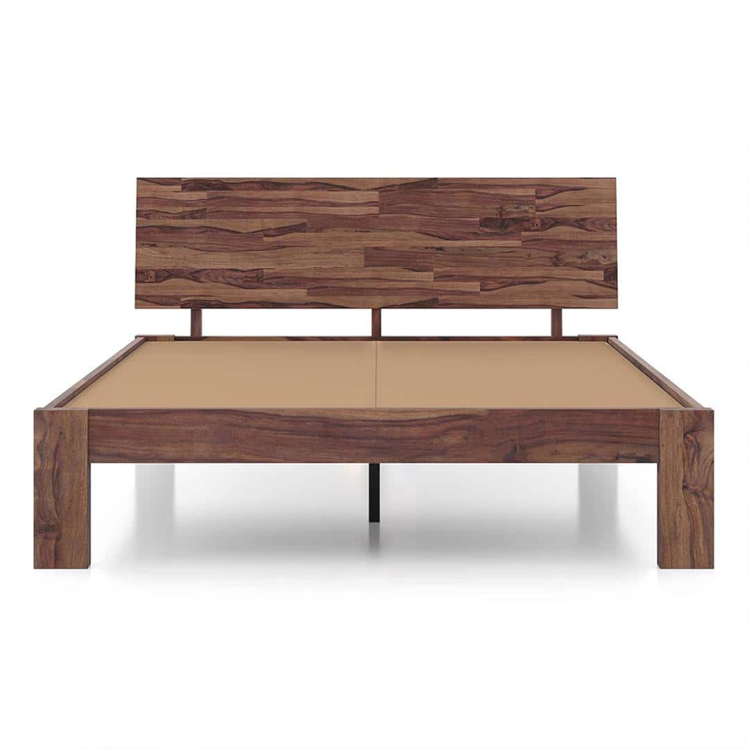 Boston Solid Wood King Size Non Storage Bed in Teak Finish