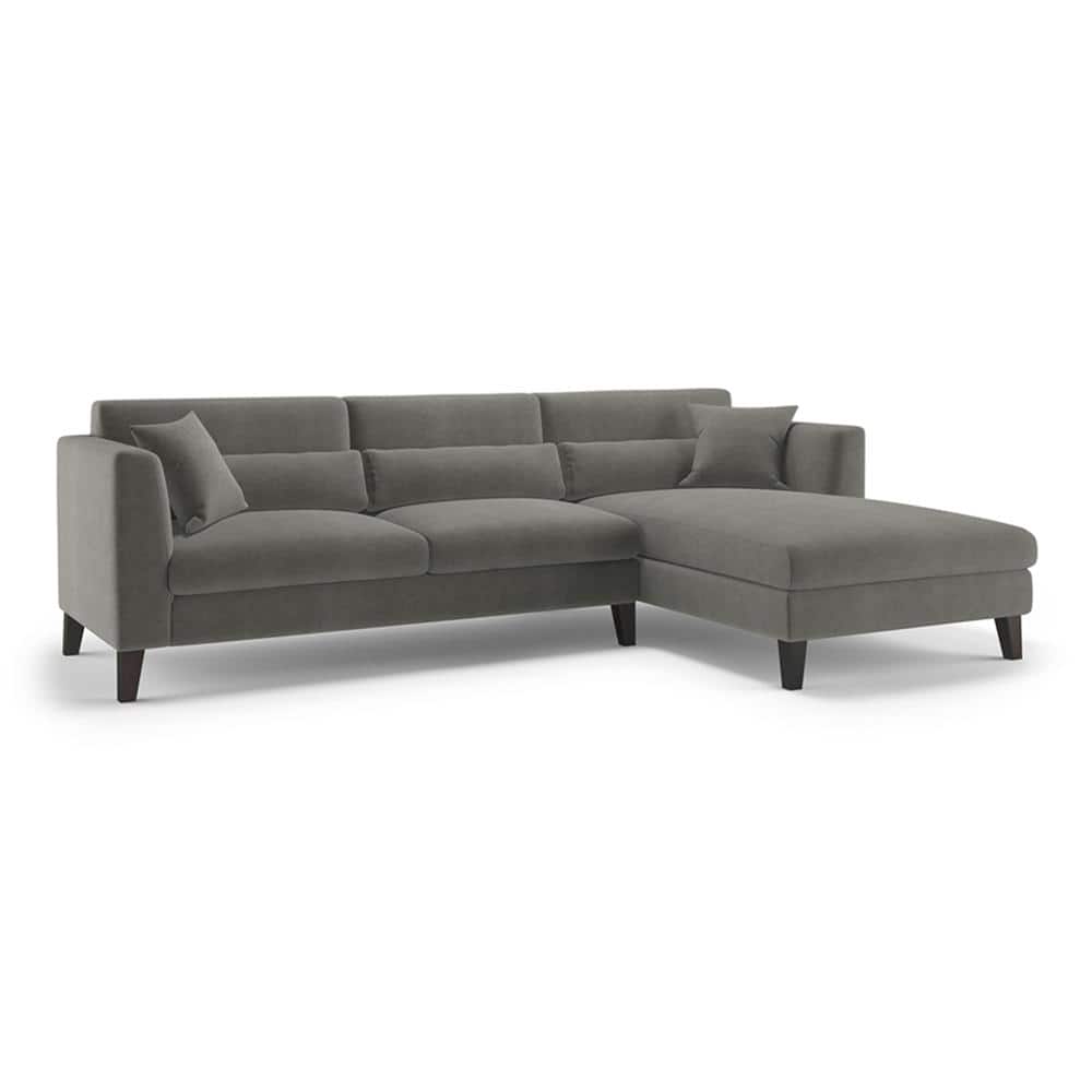 Lewis Sectional Sofa (Colour : Ash Grey Velvet, Cushion : Soft, Seater : Right Aligned 3 Seater + Right Aligned Chaise)