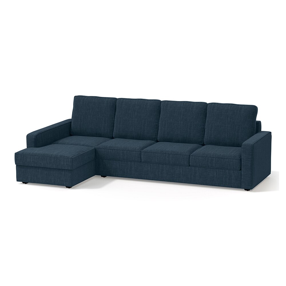 Apollo Sofa (Colour : Indigo Blue, Cushion : Hard, Back Type : High Back, Seating Capacity : Left Aligned 3 Seater + Left Aligned Chaise)