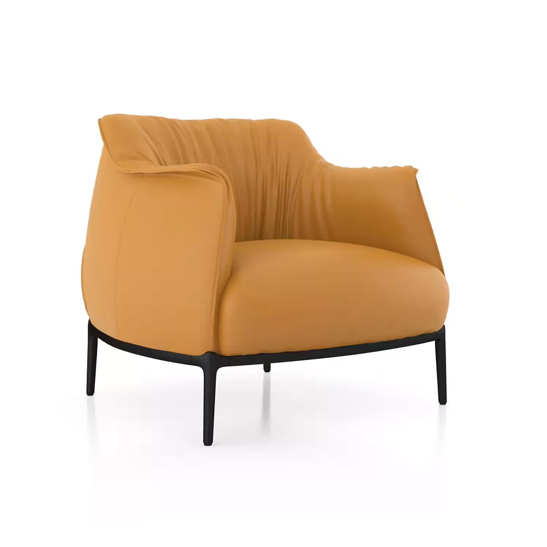 Odette Lounge Chair In Mustard Leather