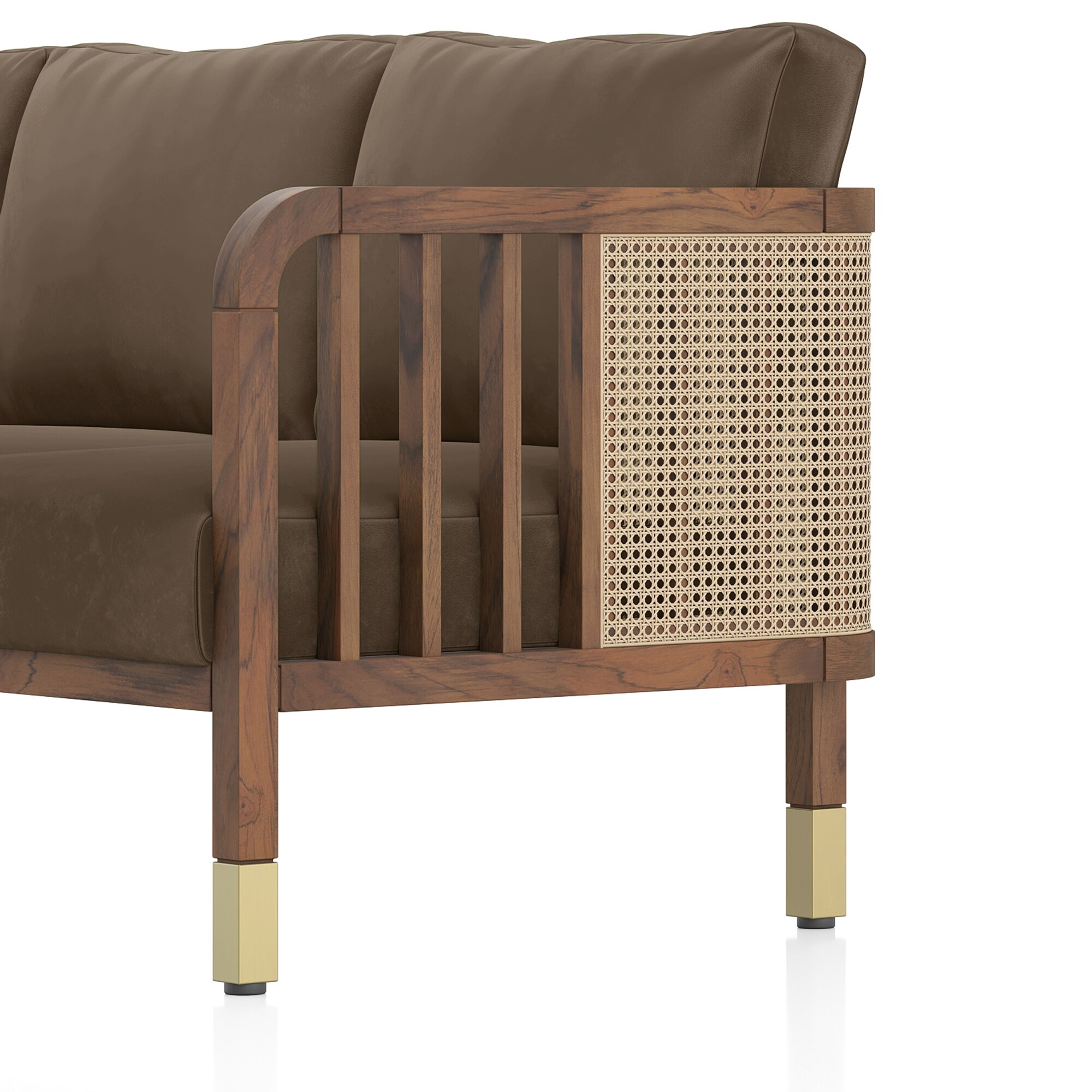 Taran 1 Seater Wooden Sofa in Truffle Biege Velvet Colour