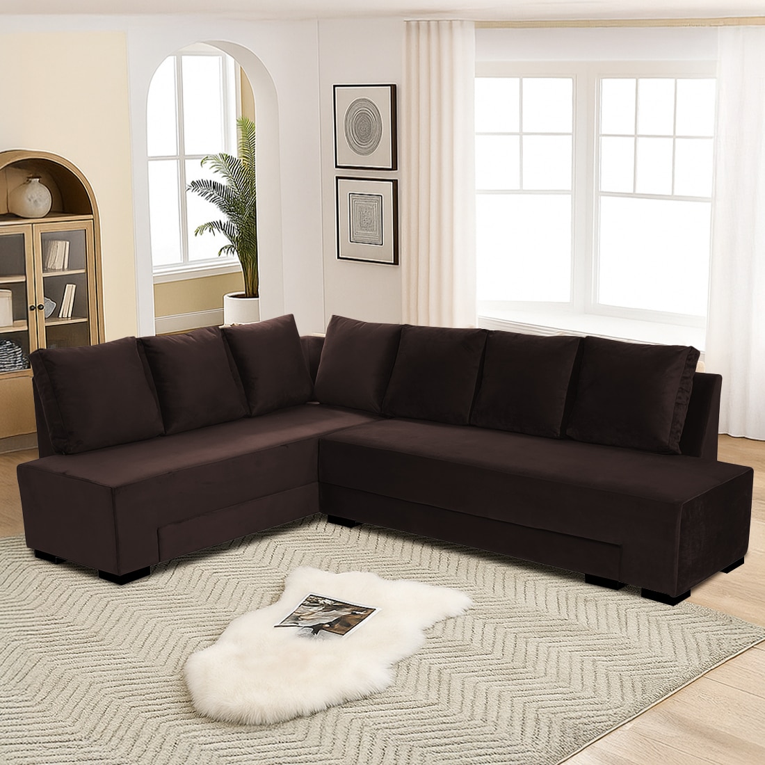 Melo 3 Seater Fold Out Sofa cum Bed  in Brown Colour