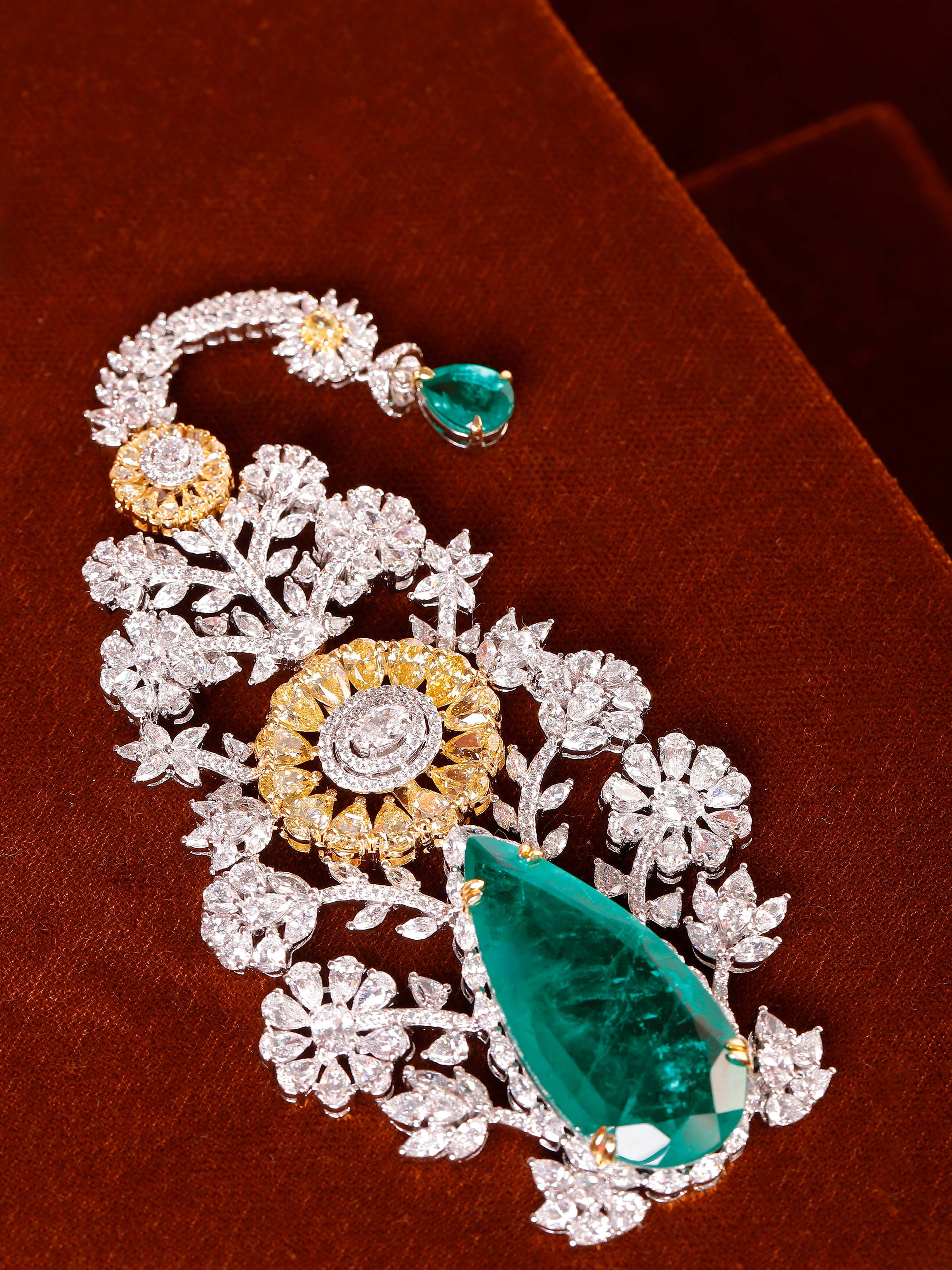 alternate lifestyle view of silver smithing multi colour brooch pin