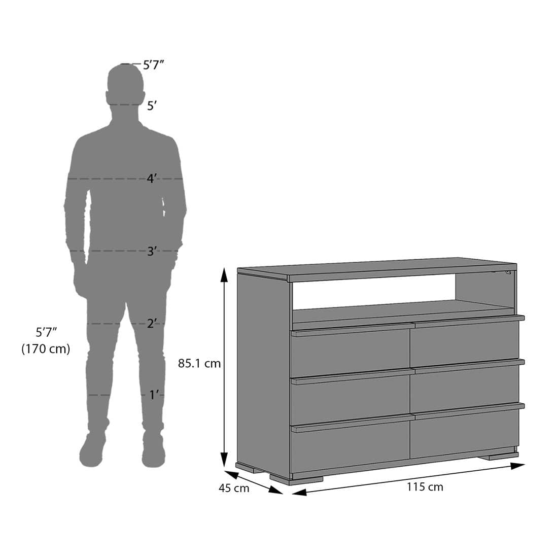 Ohio Chest of Drawer in Amber Walnut Finish