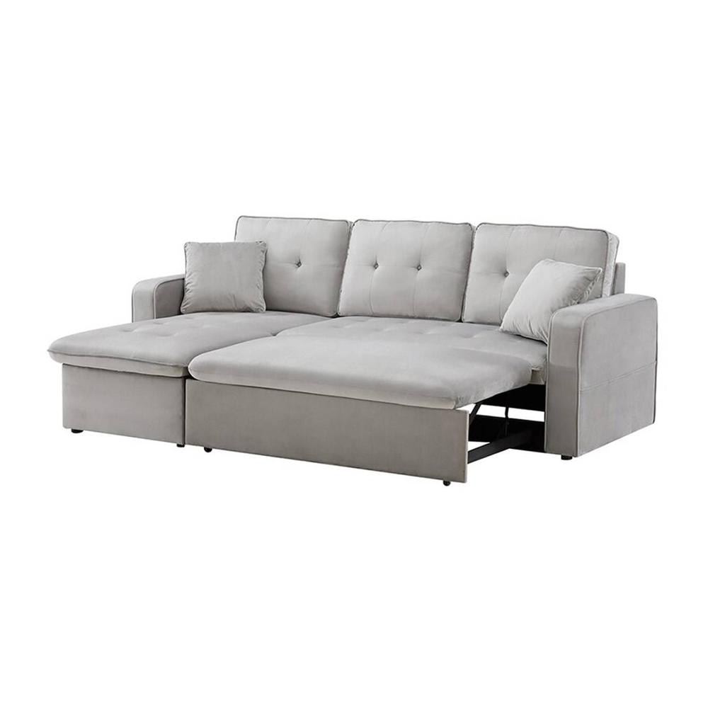 William Solid Wood Sofa cum Bed in Grey