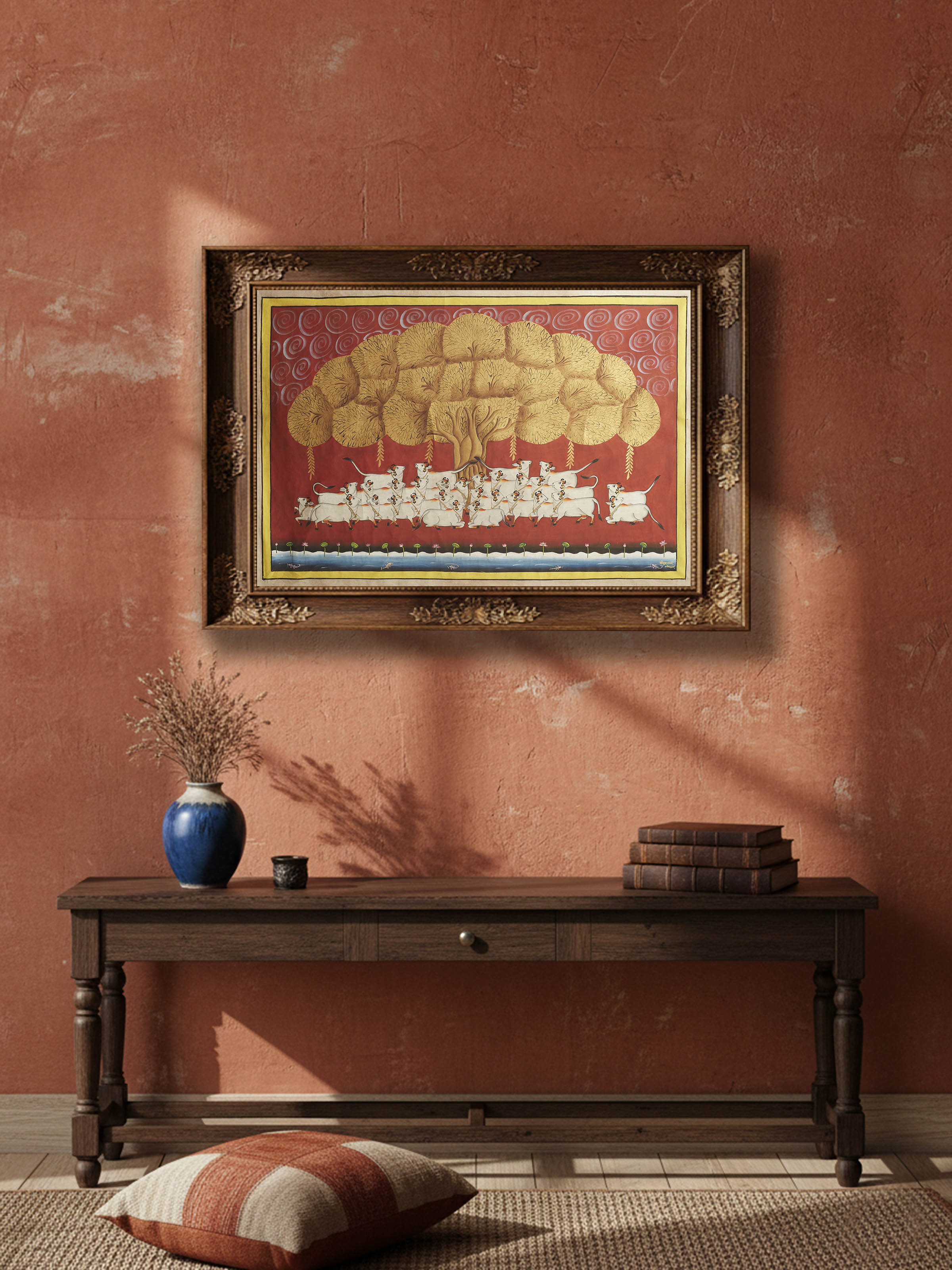 Tree Cow Pichwai Painting