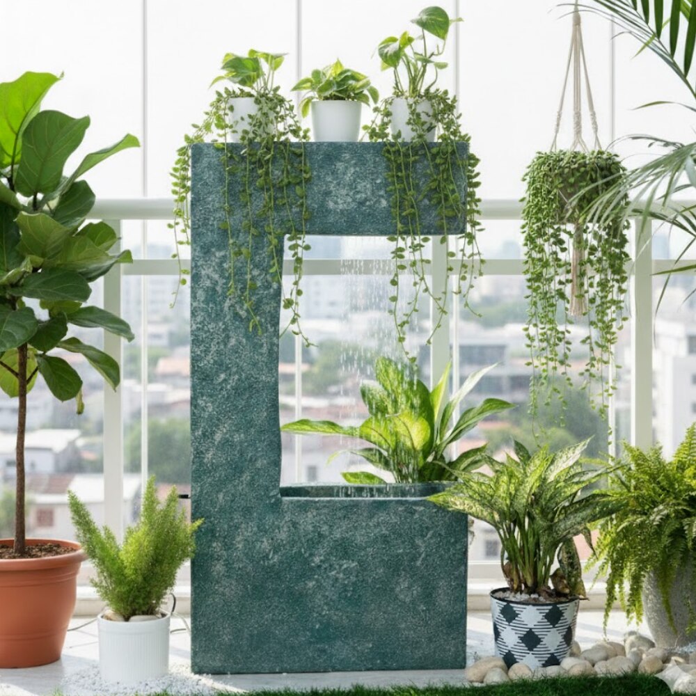 Blue C Planter Water Fountain