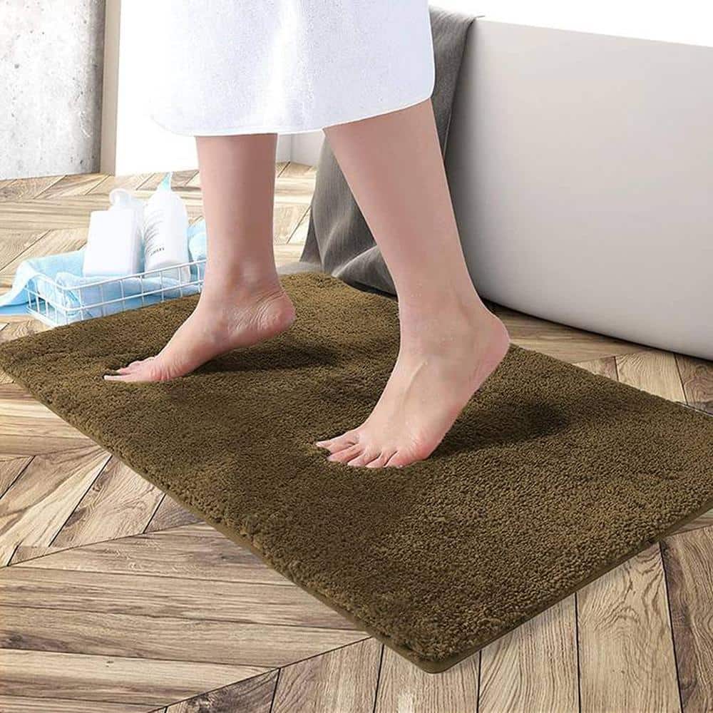 Aniyah Brown Solid Natural Fiber 30x18 inches Anti-Skid Bath Mat