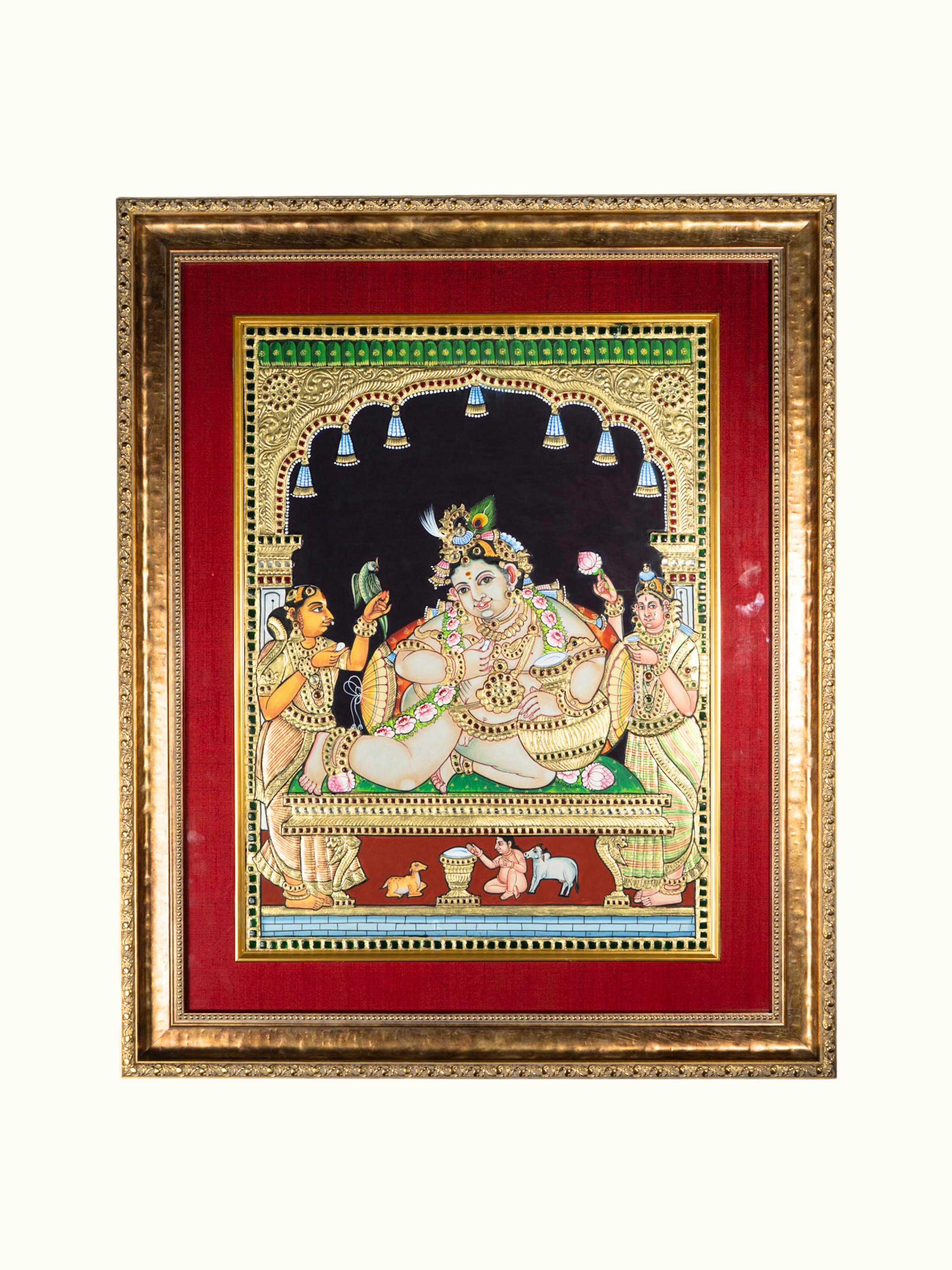 Charming Krishna Thanjavur Painting