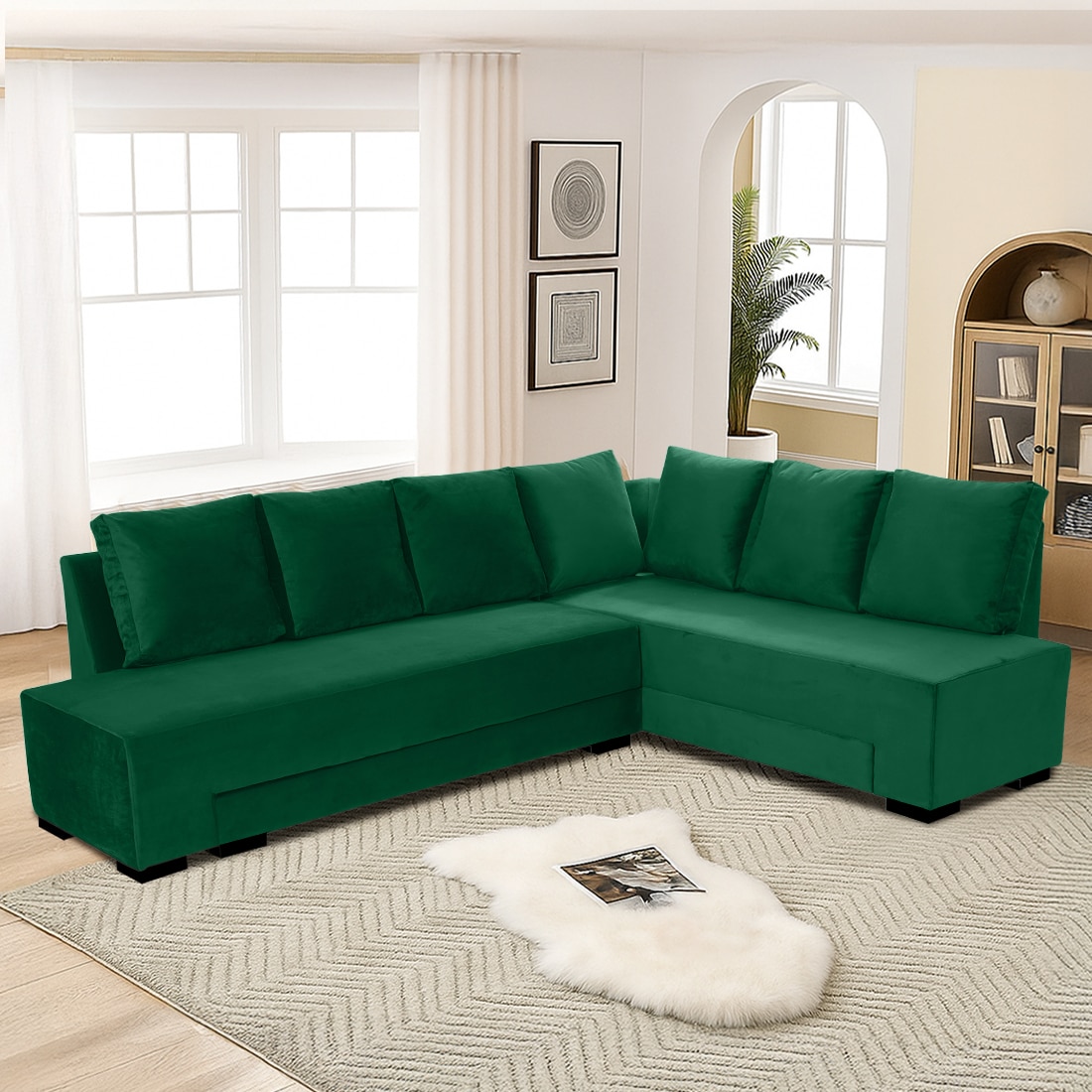 Melo 3 Seater Fold Out Sofa cum Bed in Green Colour