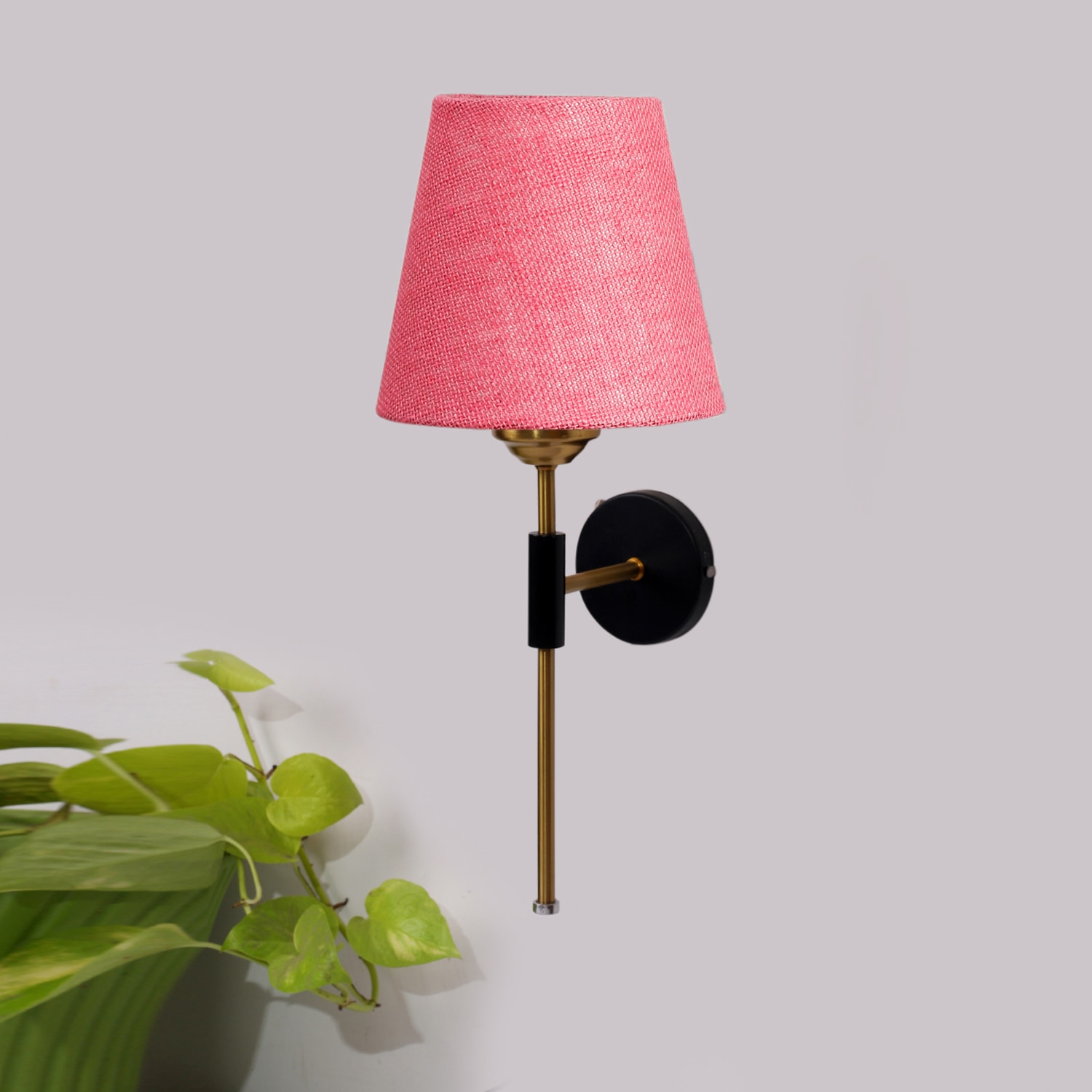 Devansh Metal Electric Wall Light in Black Colour with Pink Shade Count of 1 Light - Devansh