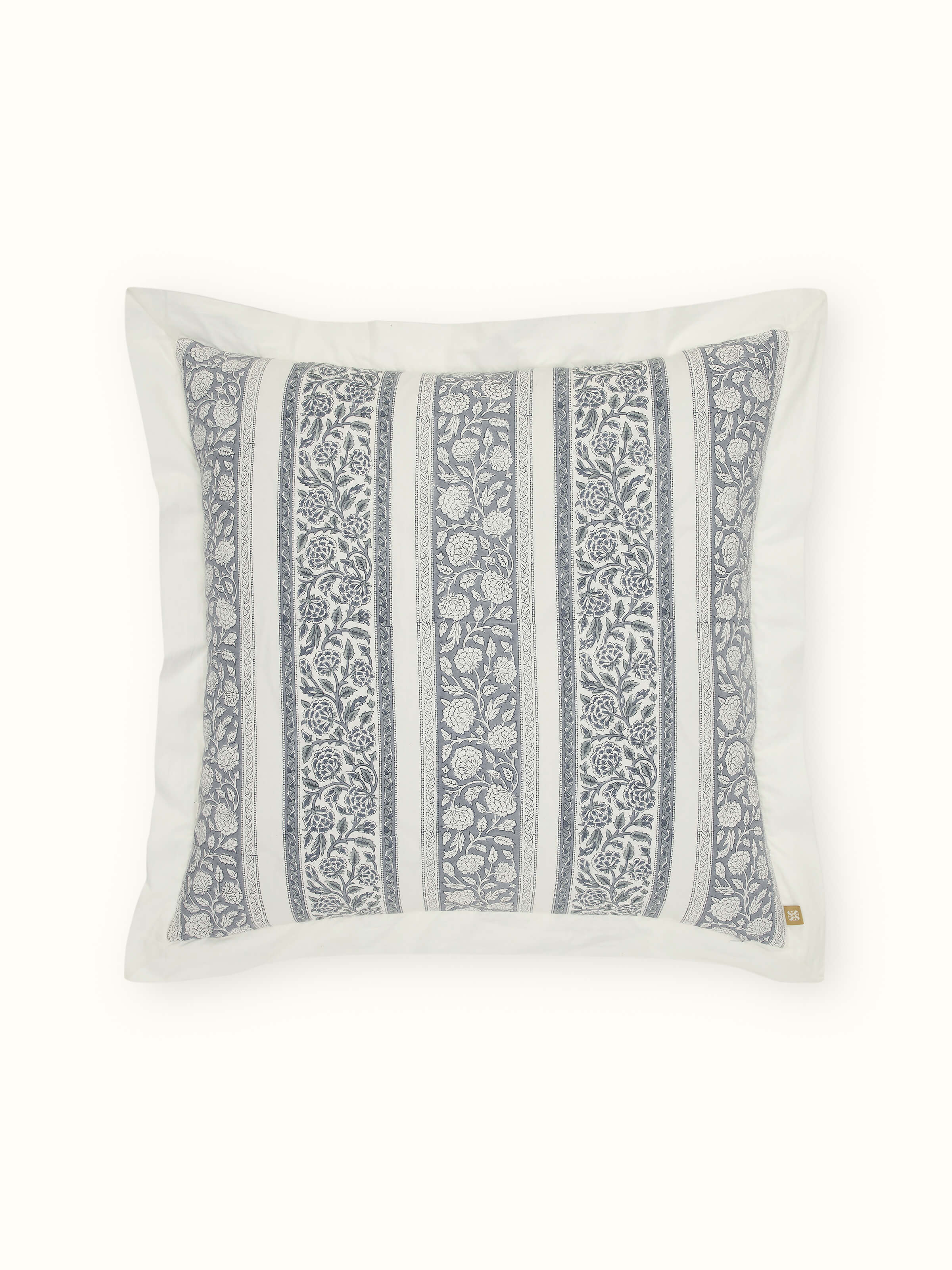 Back view showcasing the neat finish and zipper closure of the Saha Grey Buta Stripe Cushion Covers