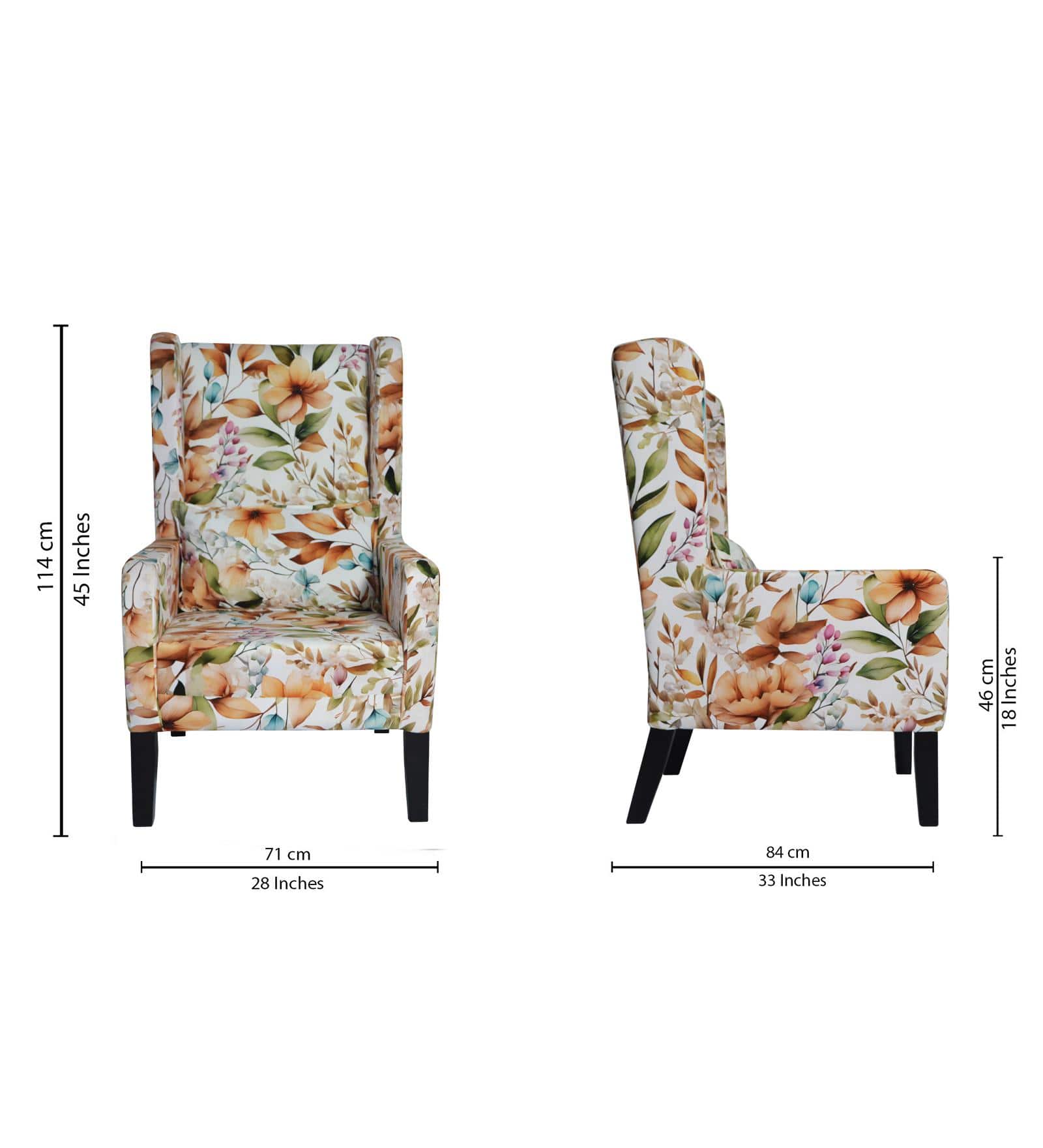Aranya Wing Back Chair in Multi Colour