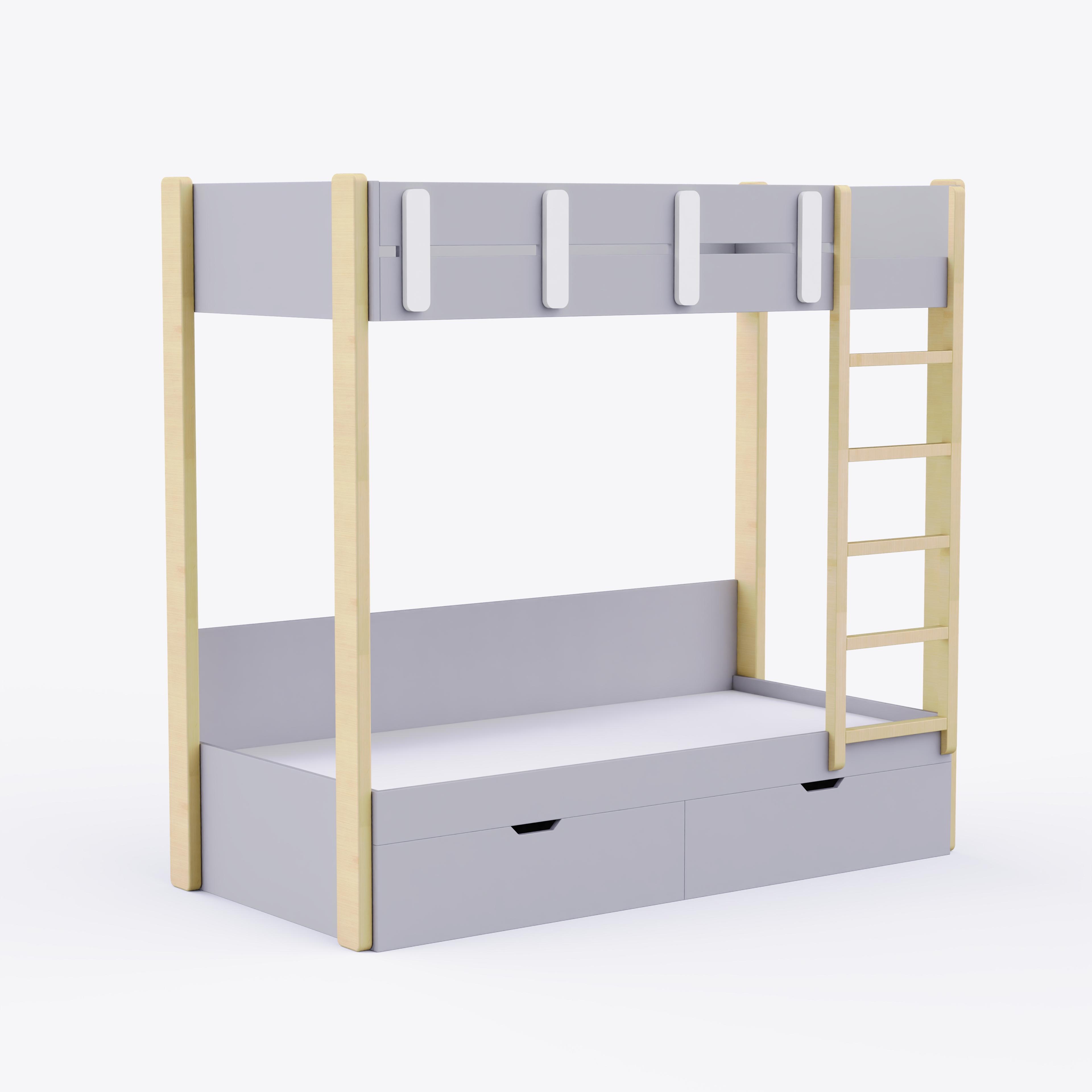 Pine Tree Single Size Bunk Bed In Grey Colour