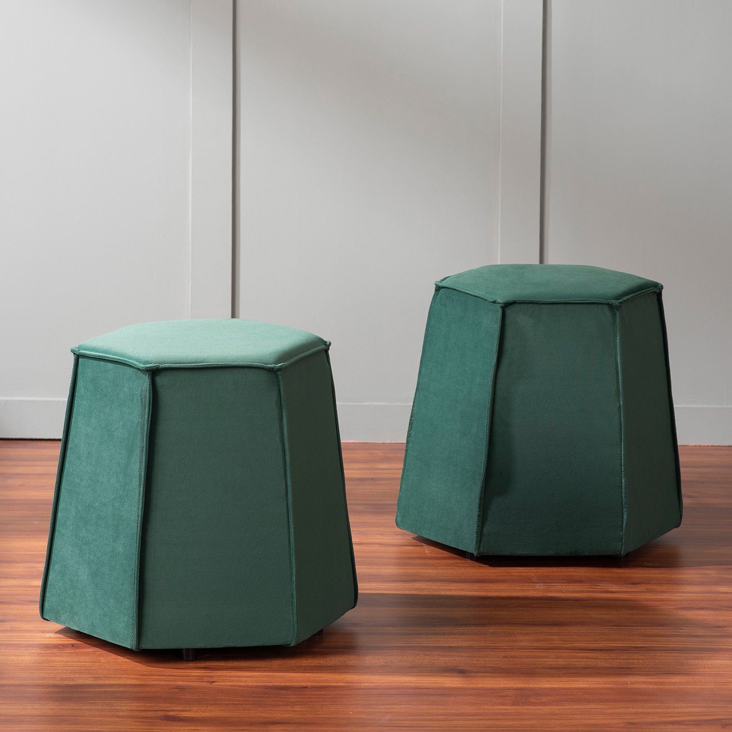 Prism Green Pouf Ottoman Set Of 2 - Nestroots