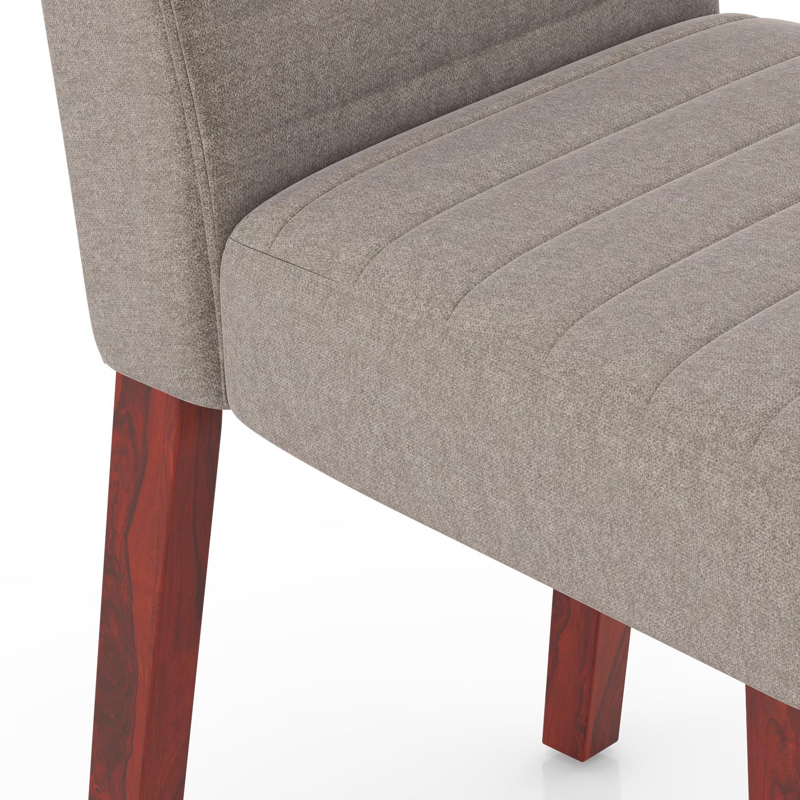 Atlas Solid Wood 4 Seater Dining Table In Honey Finish with set of 4 Ludo upholstered dining chair in Shitake Beige fabric