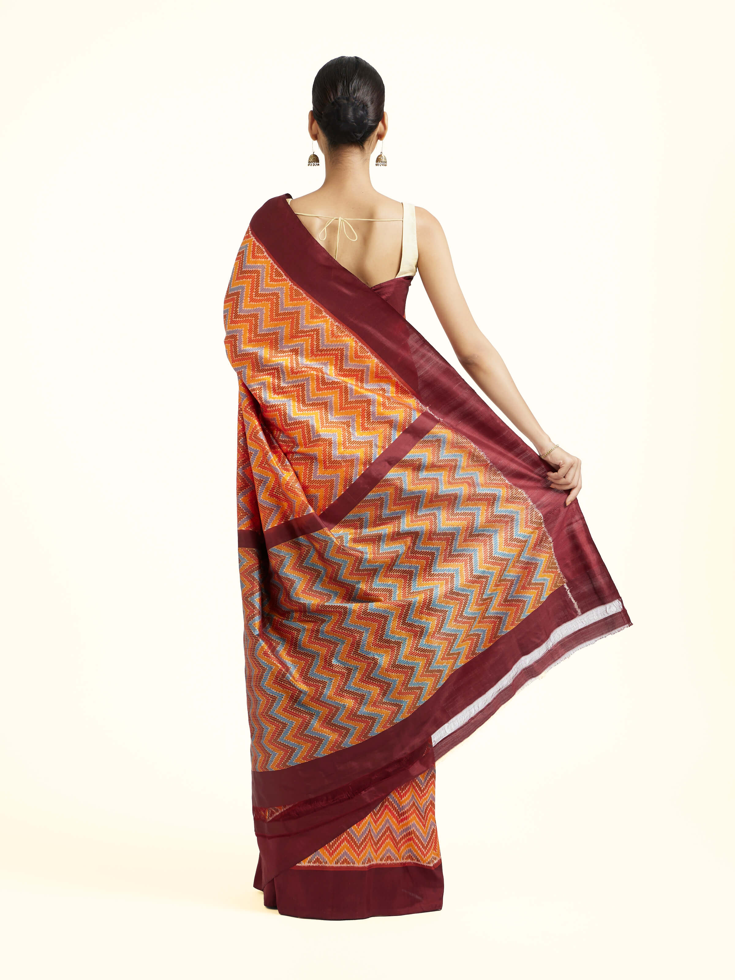 Multicolor Silk Pochampally Single Ikat Saree