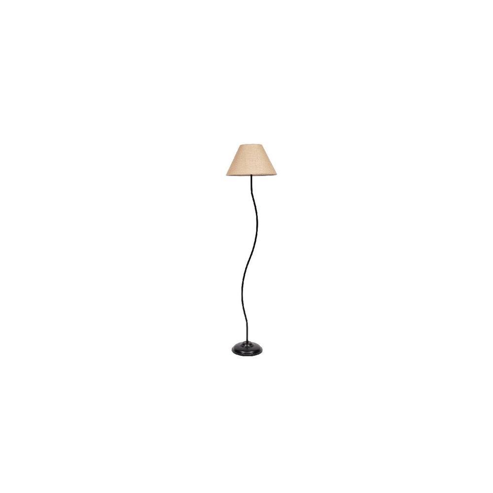 Ruby Beige Natural Fiber Floor Lamp with Black Iron Base