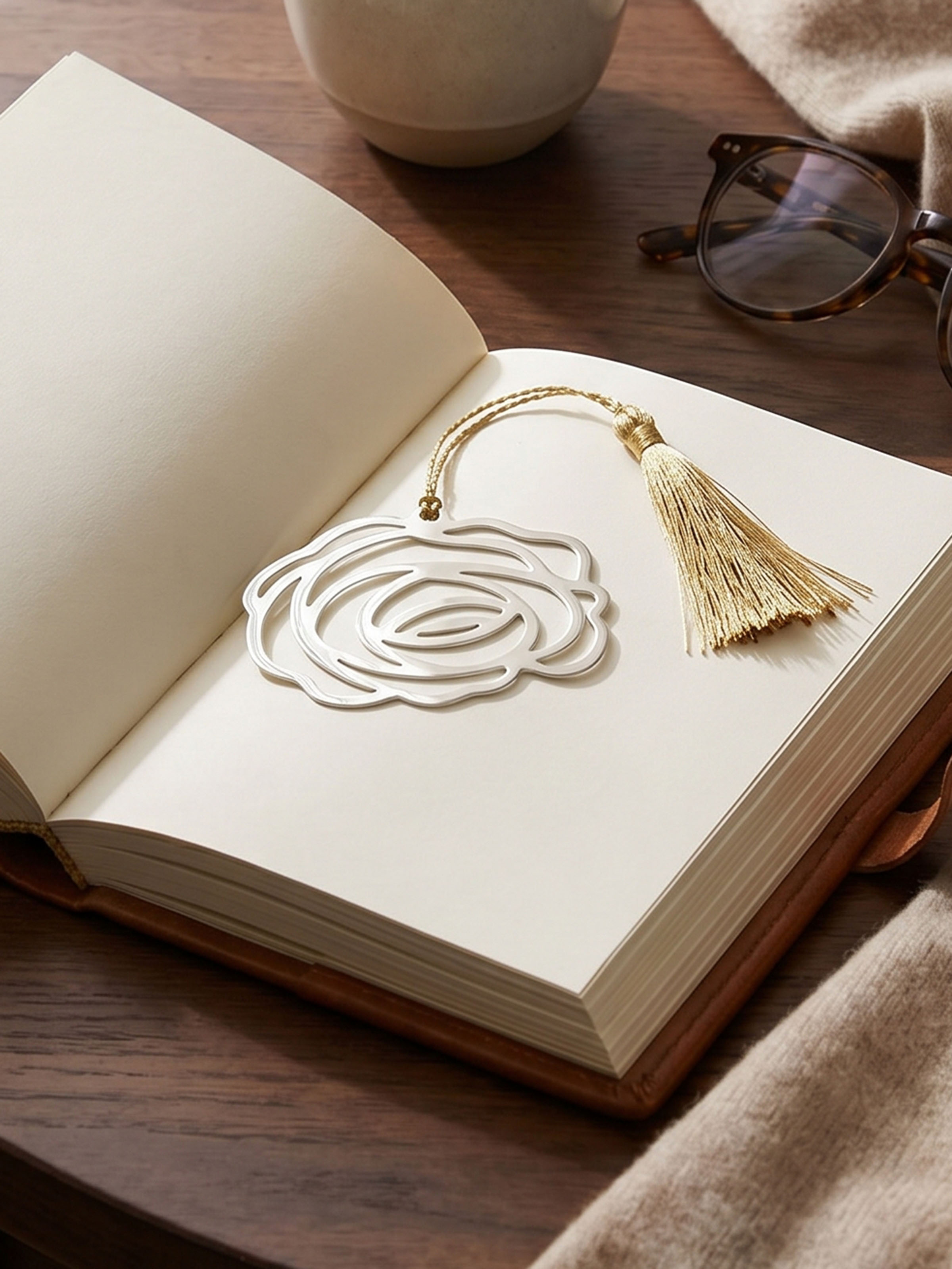 Silver-plated Rose Bookmark