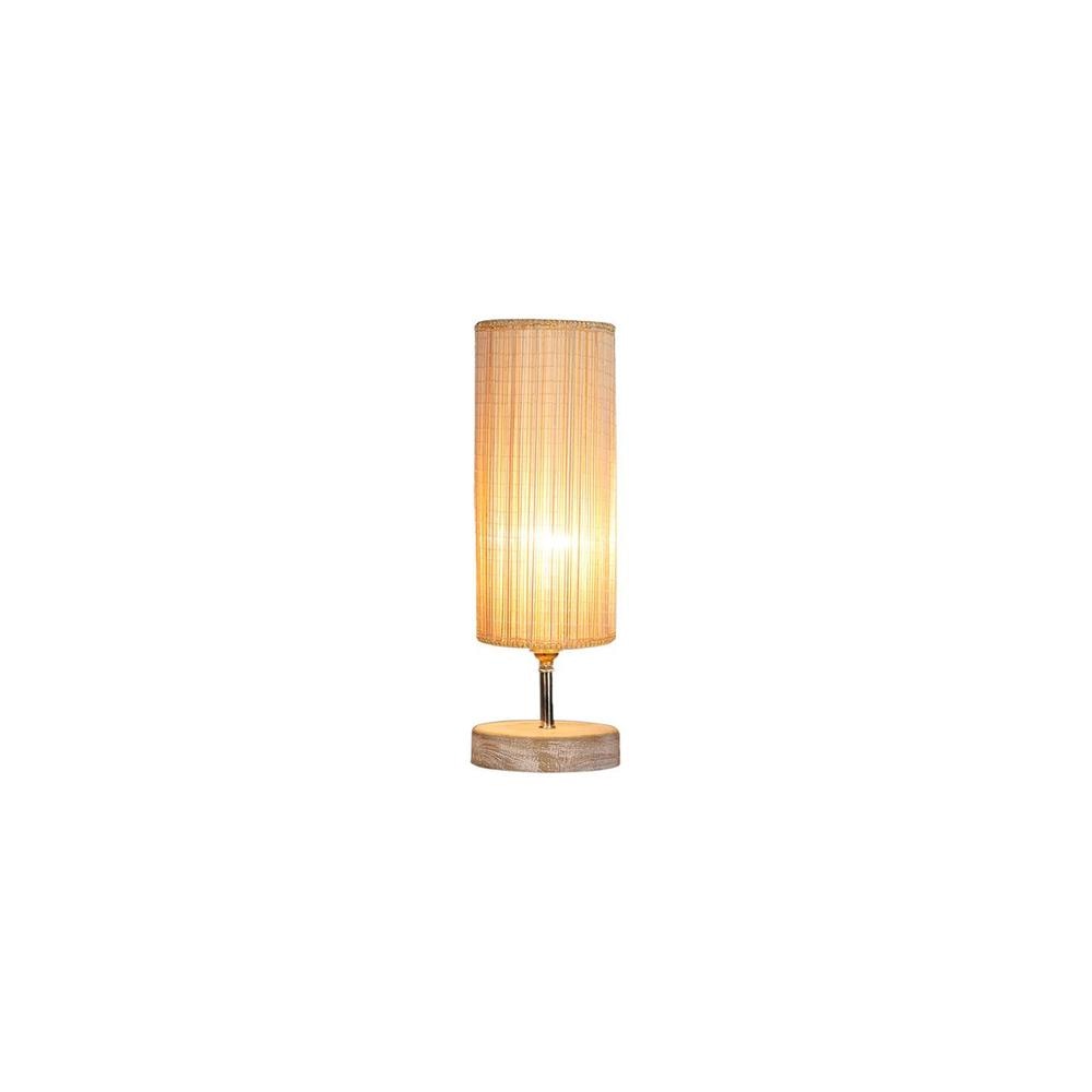 Santana Round Bamboo table lamp with White Brushed wood base