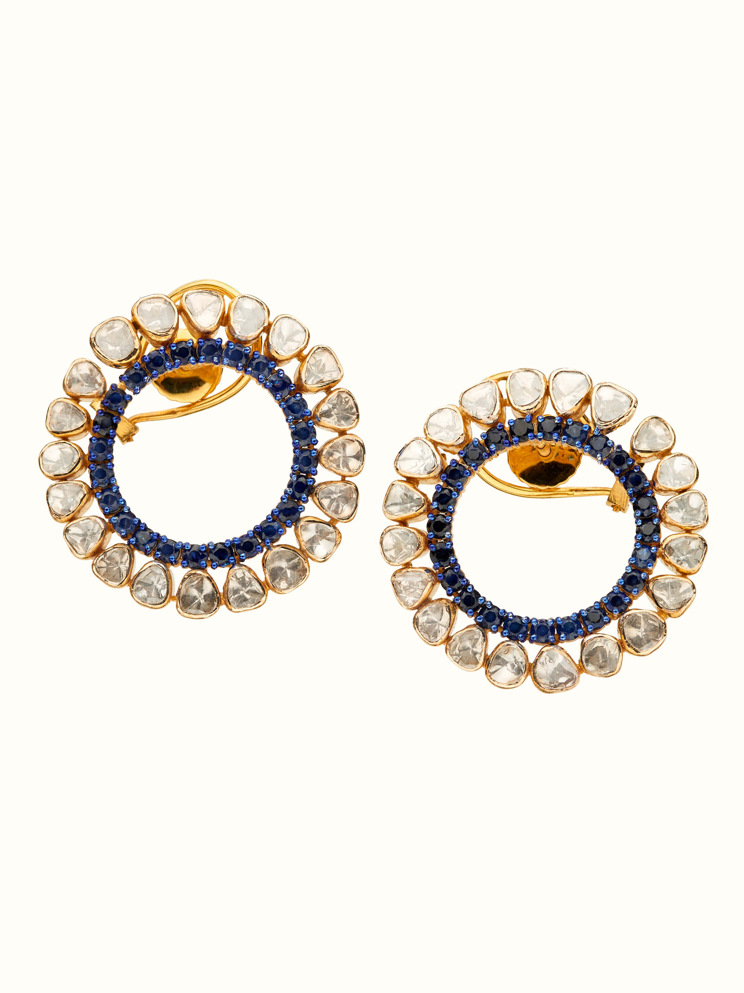 Dank Polki 14 Karat Gold Stud Earrings