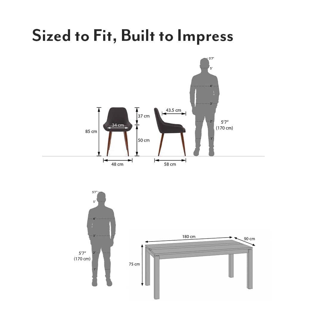 Atlas Crest Solid Wood 6 Seater Dining Table with 6 Rickman Lounge Chair