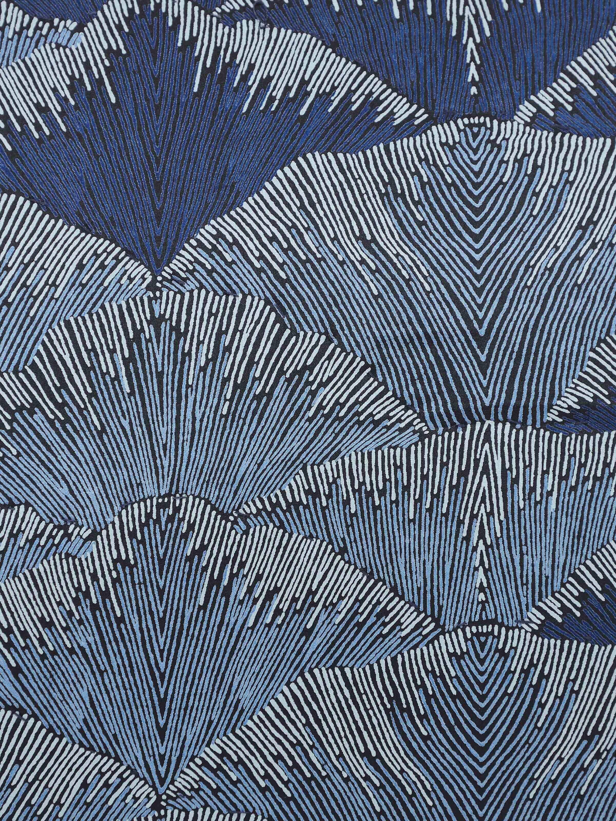 Parvat Indigo Ombre Silk Sanganeri Hand Block Printed Cushion Cover