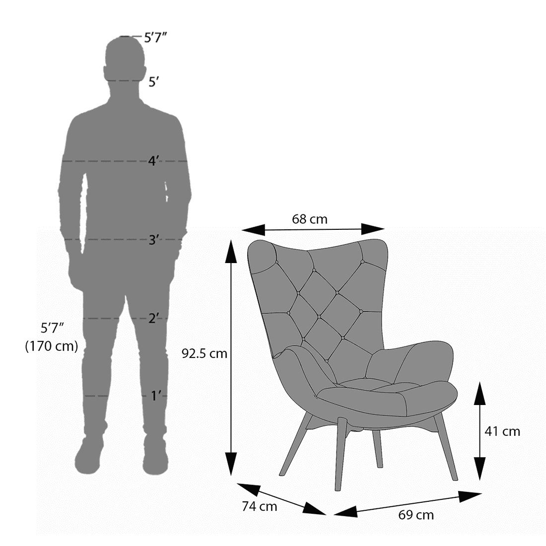 Contour Chair With Ottoman In Dark Corel