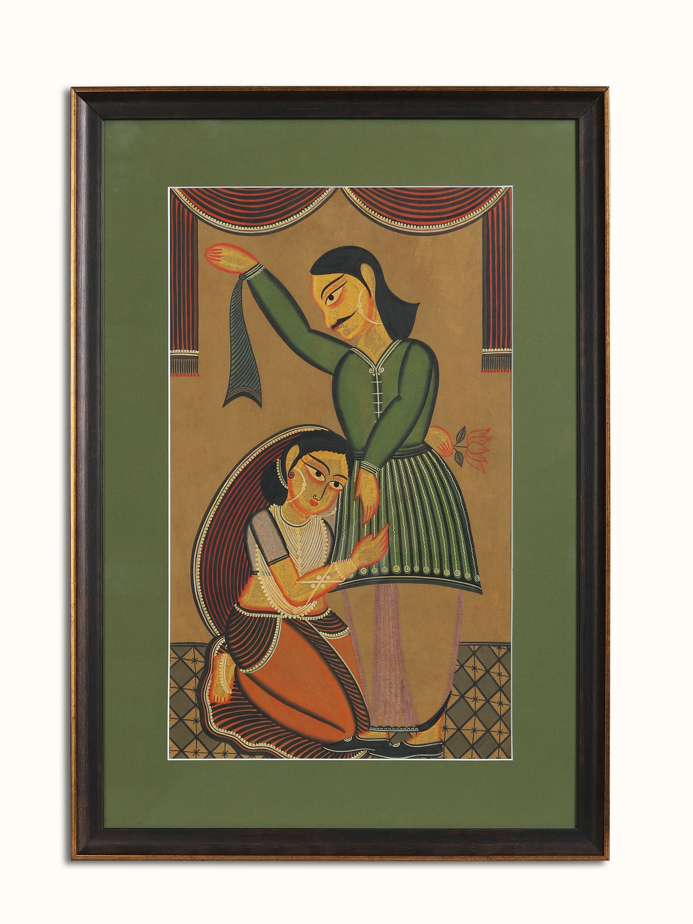 Main view of Husband Wife Kalighat Painting