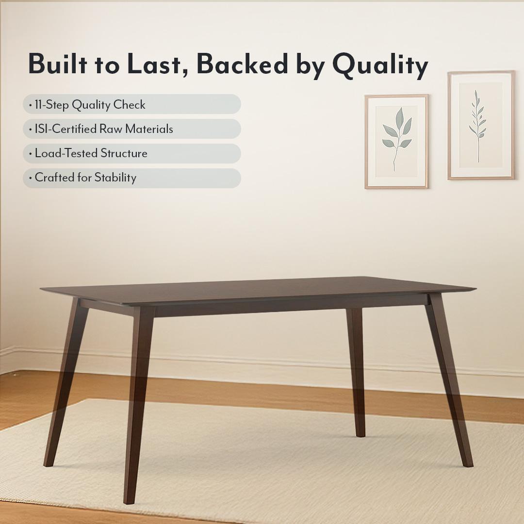 Lawson Solid Wood 6 Seater Dining Table In Walnut Finish