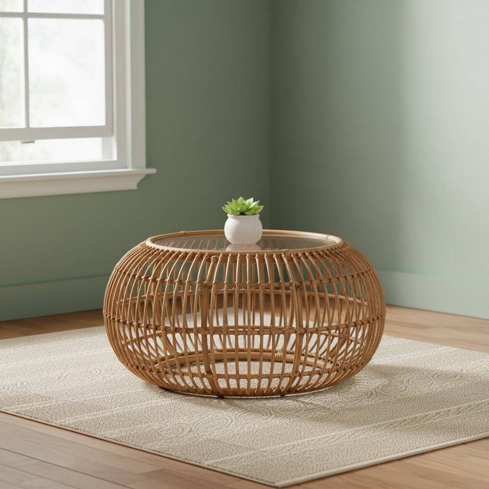 Saffron Aluminum Coffee Table In Light Brown Finish - Living Shape