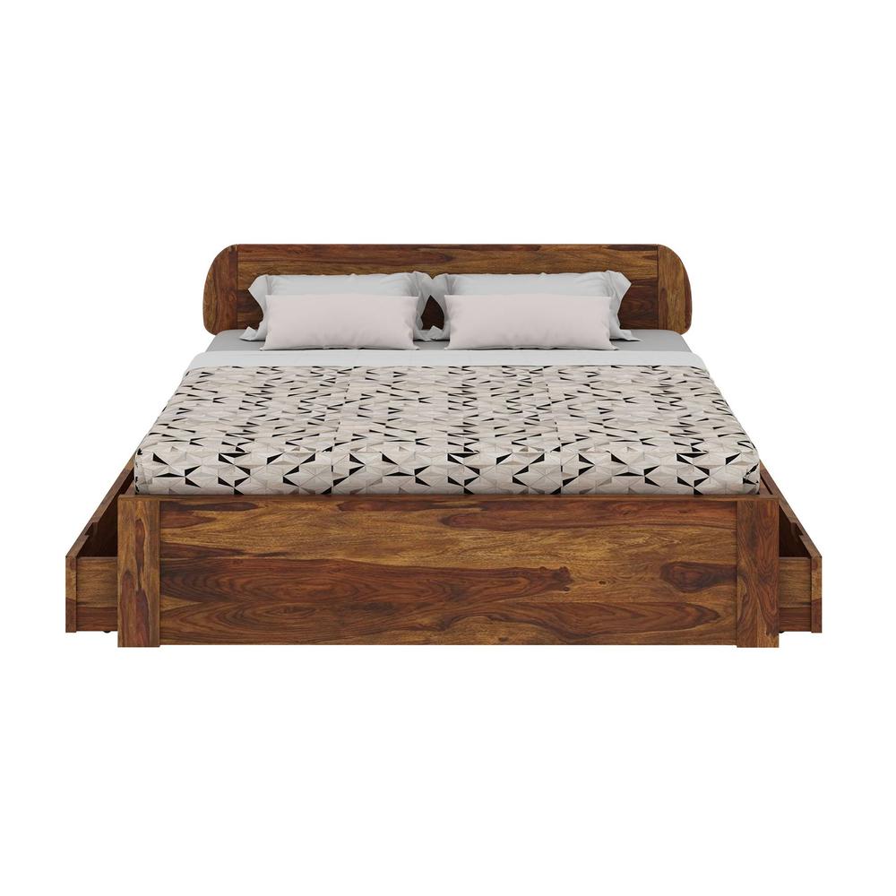 Sleigh Solid Wood Queen Size Storage Bed