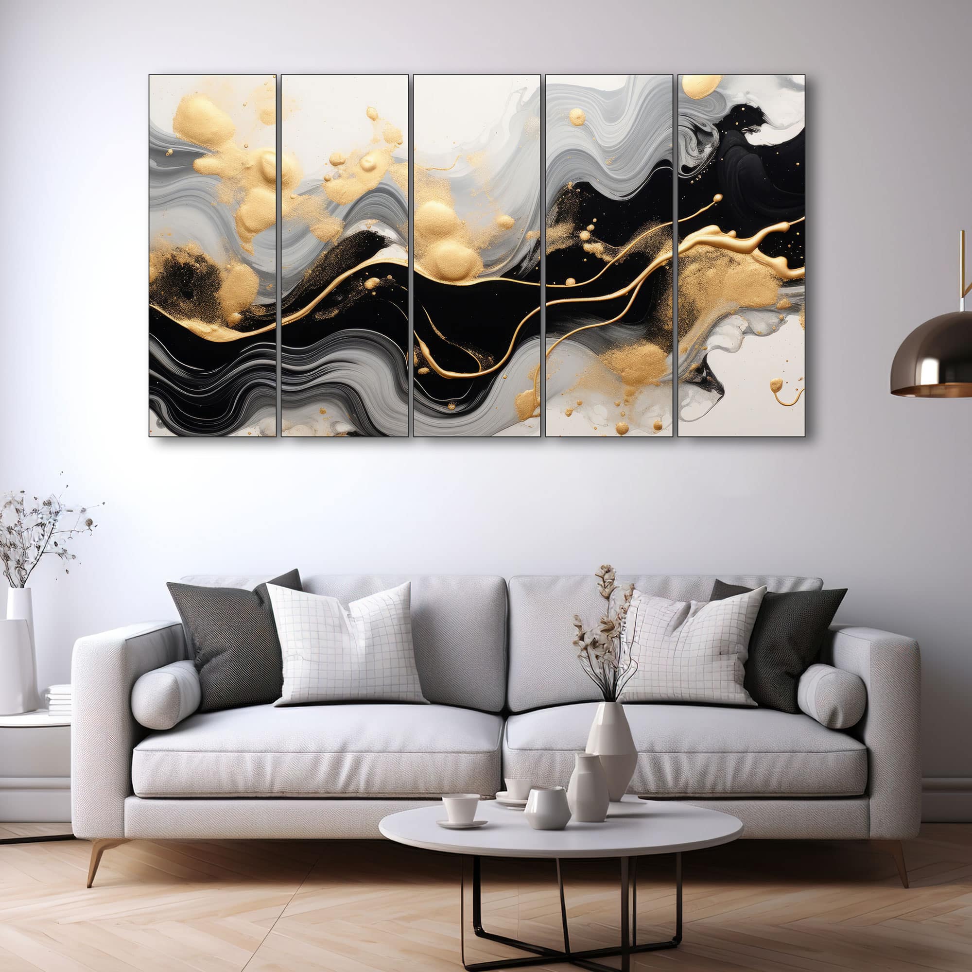 The Castle Decor Marble Abstract Art Wall Painting Wooden Framed  Painting 27x48 Inch Style 2 - The Castle Decor
