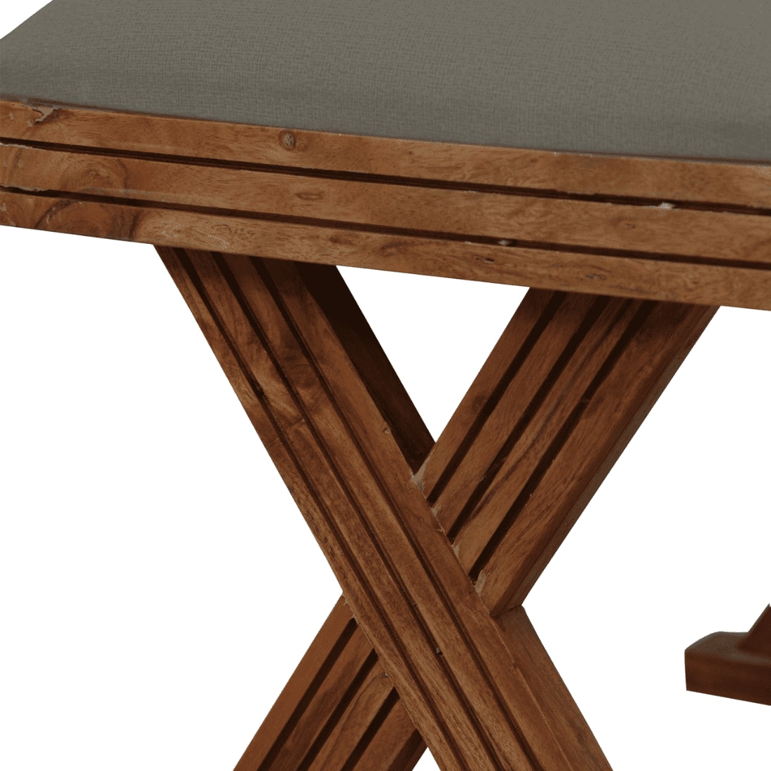 Calveshire Solid Wood Ottoman in Grey Fabric