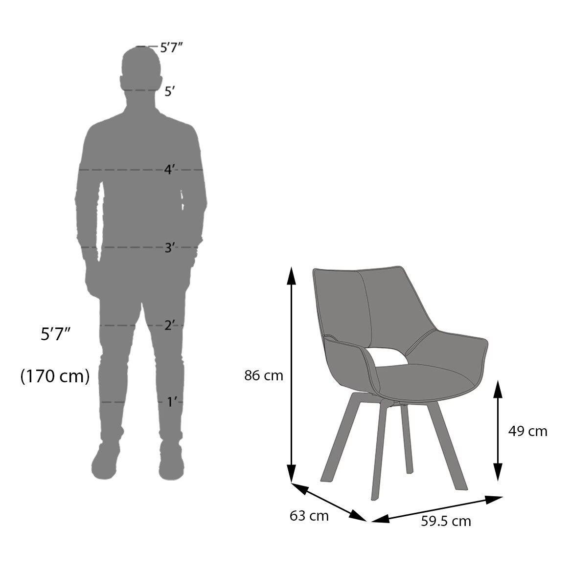 Caribu 4 to 6 extendable dining table, Finish - Black marble color High Gloss with Set of 4 Casey Swivel Dining Chair in Dual Tone