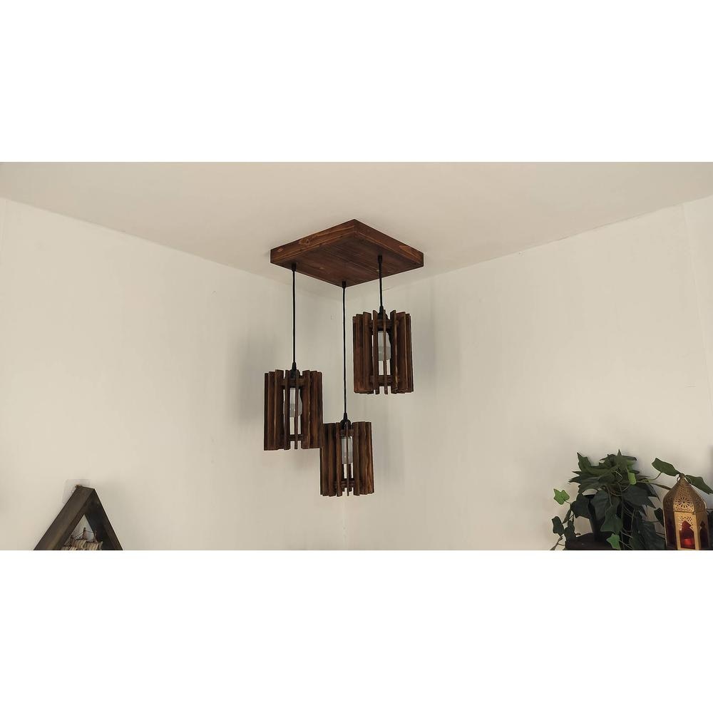 Ventus Brown Solid Wood Cluster Hanging Light