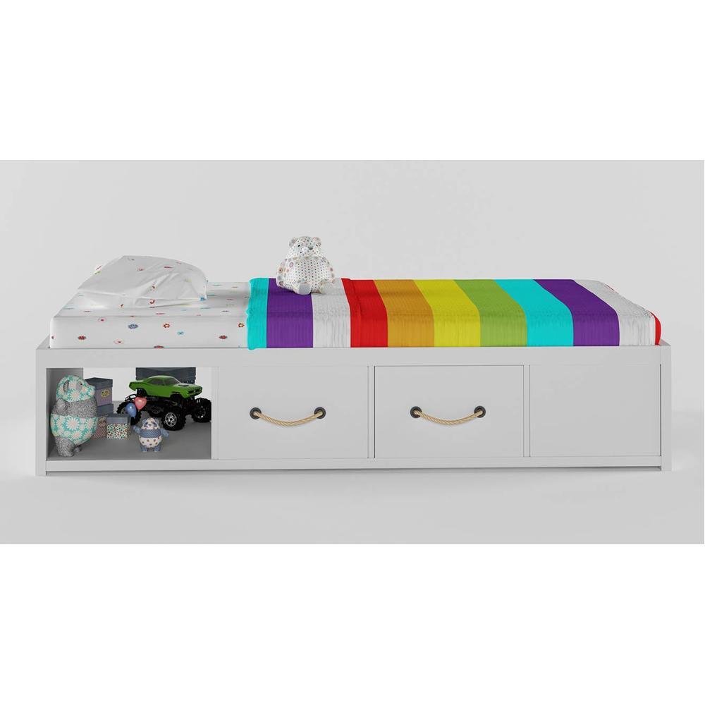 Collected Cool Engineered Wood Box Storage Bed in White Colour