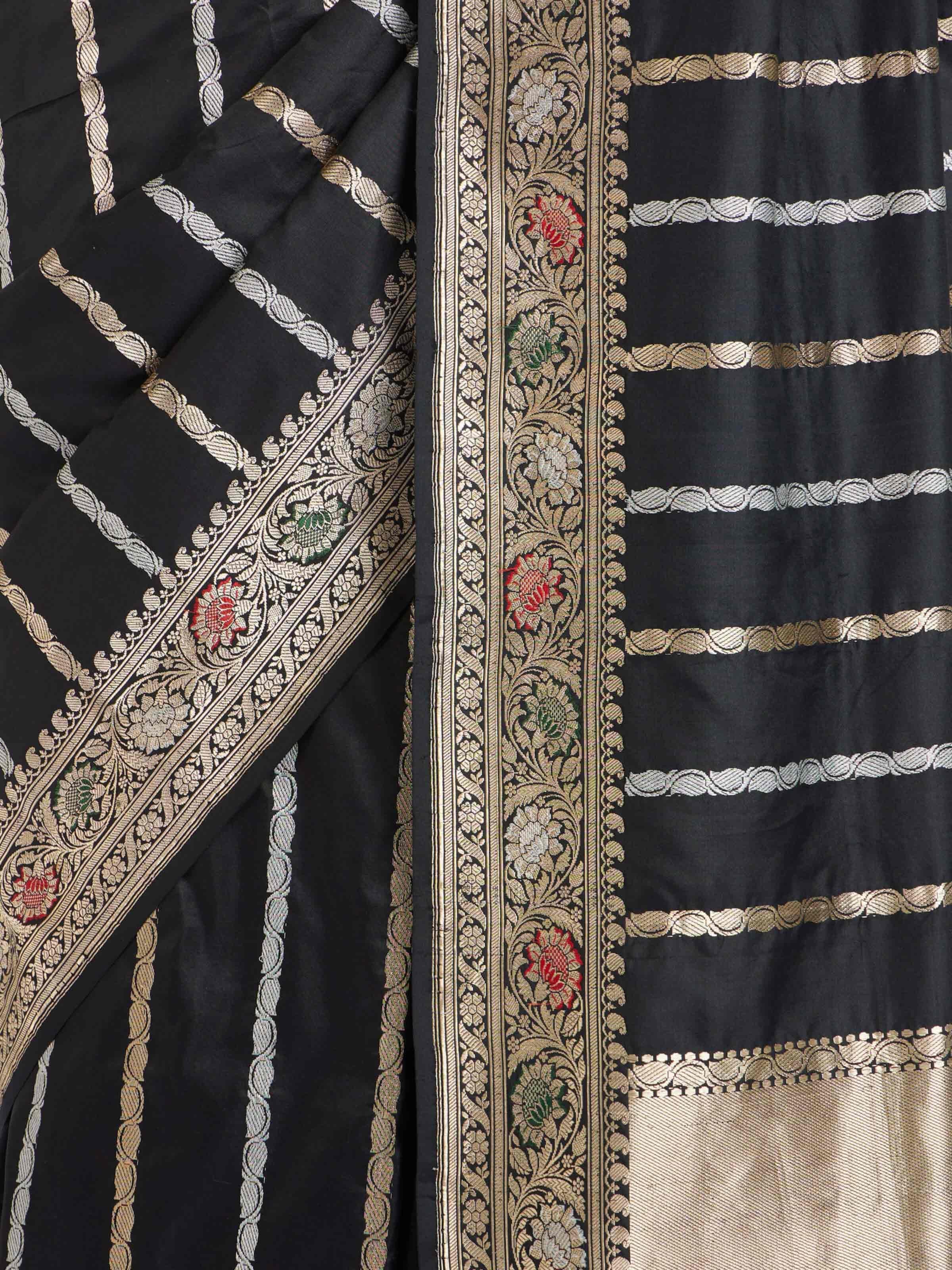 Black Banarasi Kadhwa Silk Saree