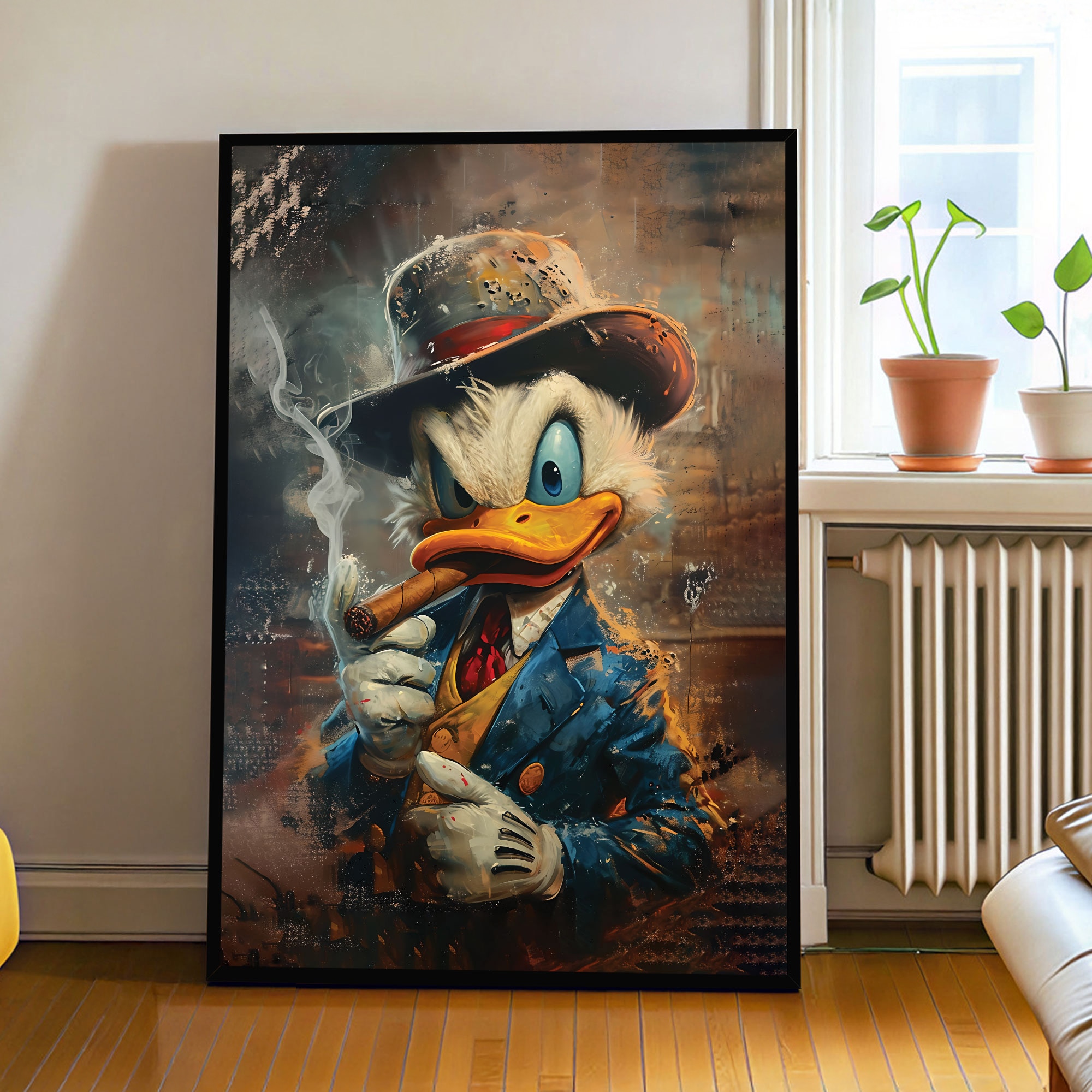 The Castle Decor Cartoon Duck Pop Art Wall Art Framed Painting 20x30 Inch